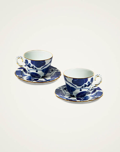 La DoubleJ Mama Tea Cup Set Of 2 Wildbird Blue CUP0006CER001BIR01BU03