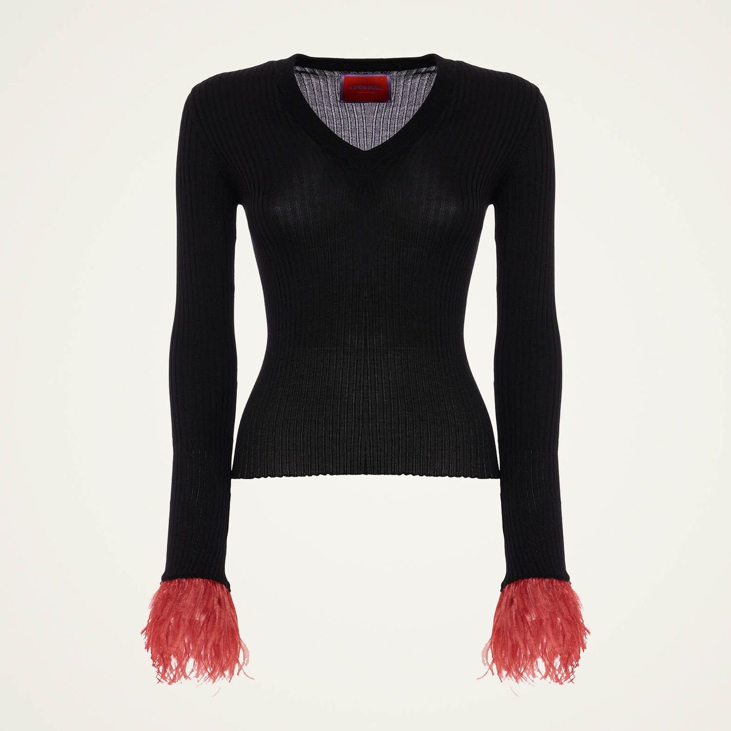 La Doublej V-neck High Kick Top In Solid Black