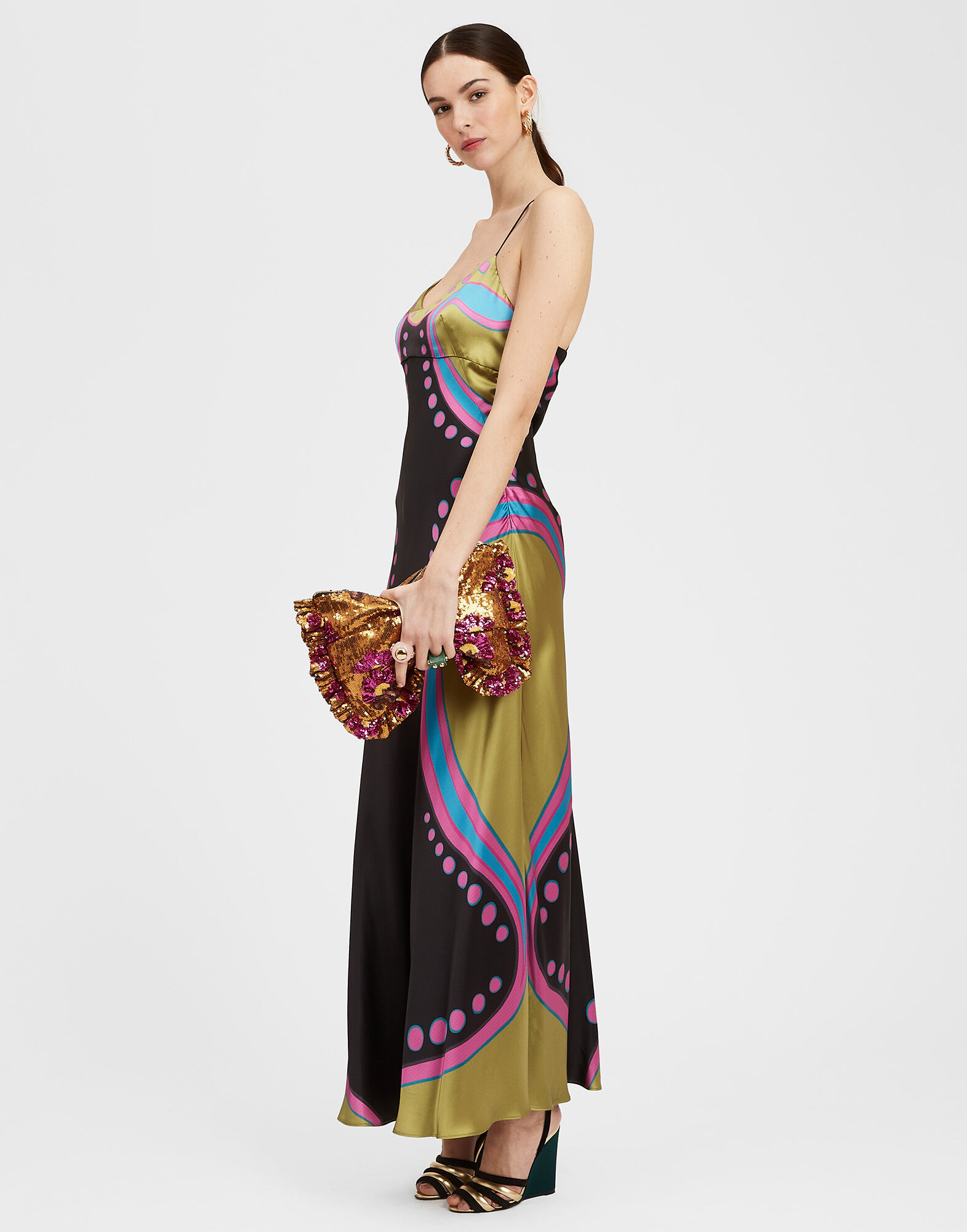 La DoubleJ Eros Slip Dress Spritz Plac&eacute;e Black DRE0651VIS013SPR04BL01