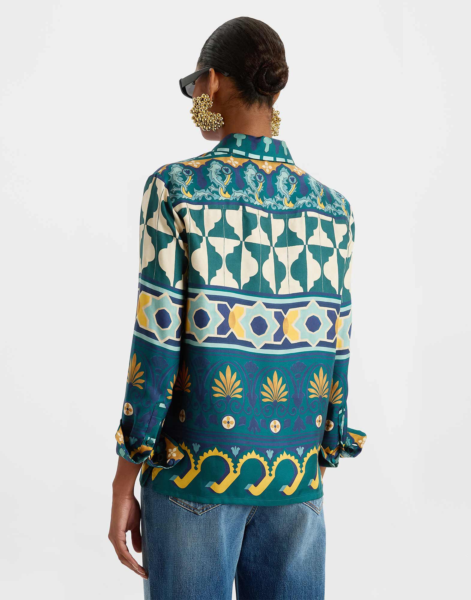 La DoubleJ Boy Shirt Casareale Plac&egrave;e Emerald SHI0001SIL001REA01GR04