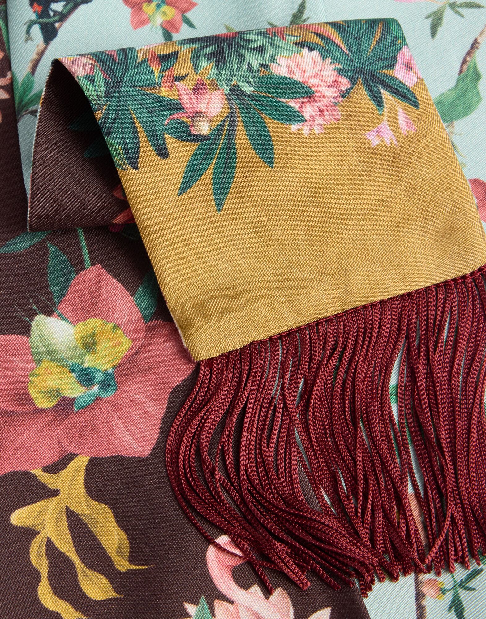 La DoubleJ Skinny Scarf Zooflora Plac&eacute;e Light Blue SCA0075SIL006ZOF06BU01