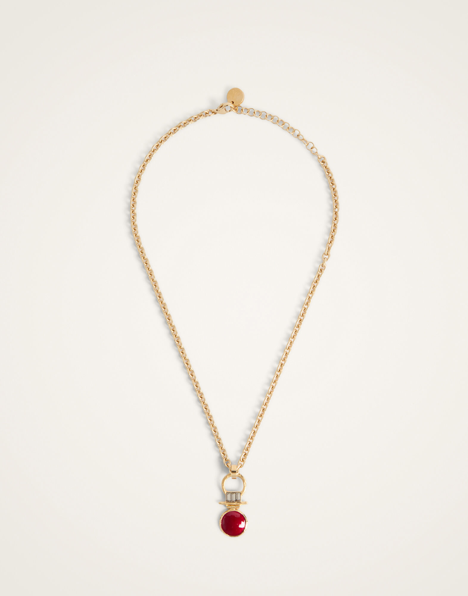 La DoubleJ Mini Shen Loop Necklace 24K Gold Plate And Enamel NEC0066BRA003SOLIDRE02