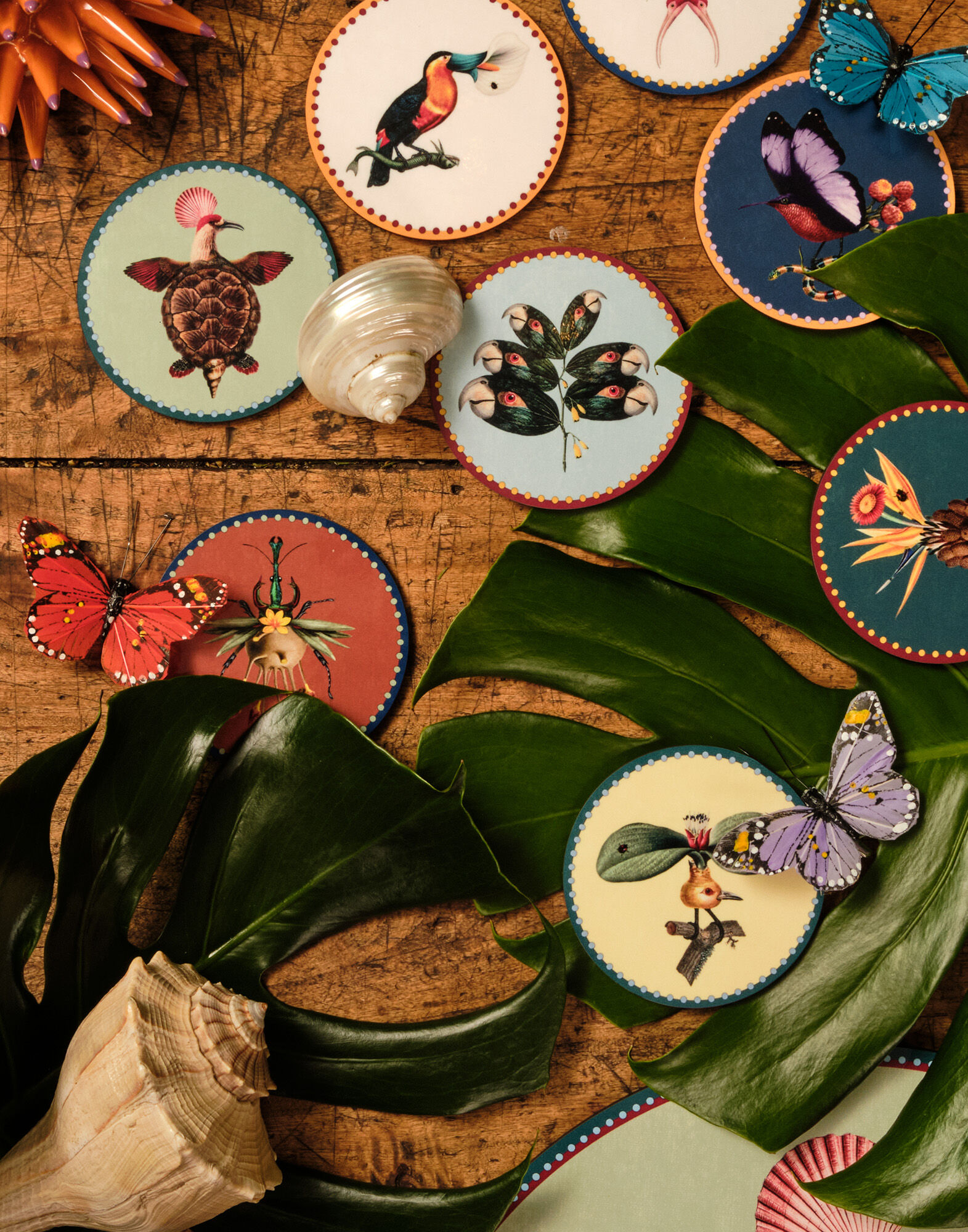 La DoubleJ Disk Coasters Set Of 4 Blooming Buddies CST0009CRK001BLB01MU03