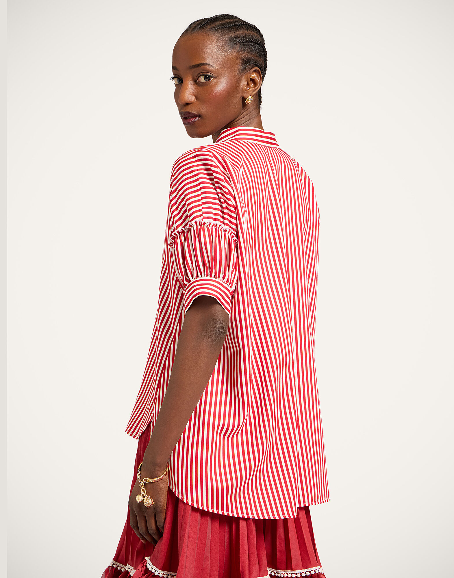 La DoubleJ Grace Shirt Pinstripe Red SHI0123VIS029STR09RE01