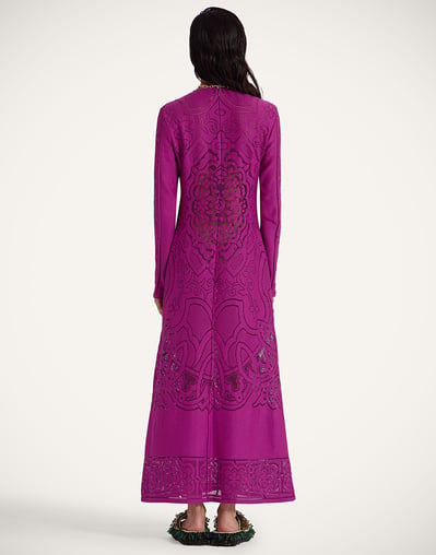 fitted lace wedding dress Long Sleeve Swing Dress in Purple Sovereign Stretch Satin fitted lace wedding dress Long Sleeve Swing Dress in Purple Sovereign Stretch Satin