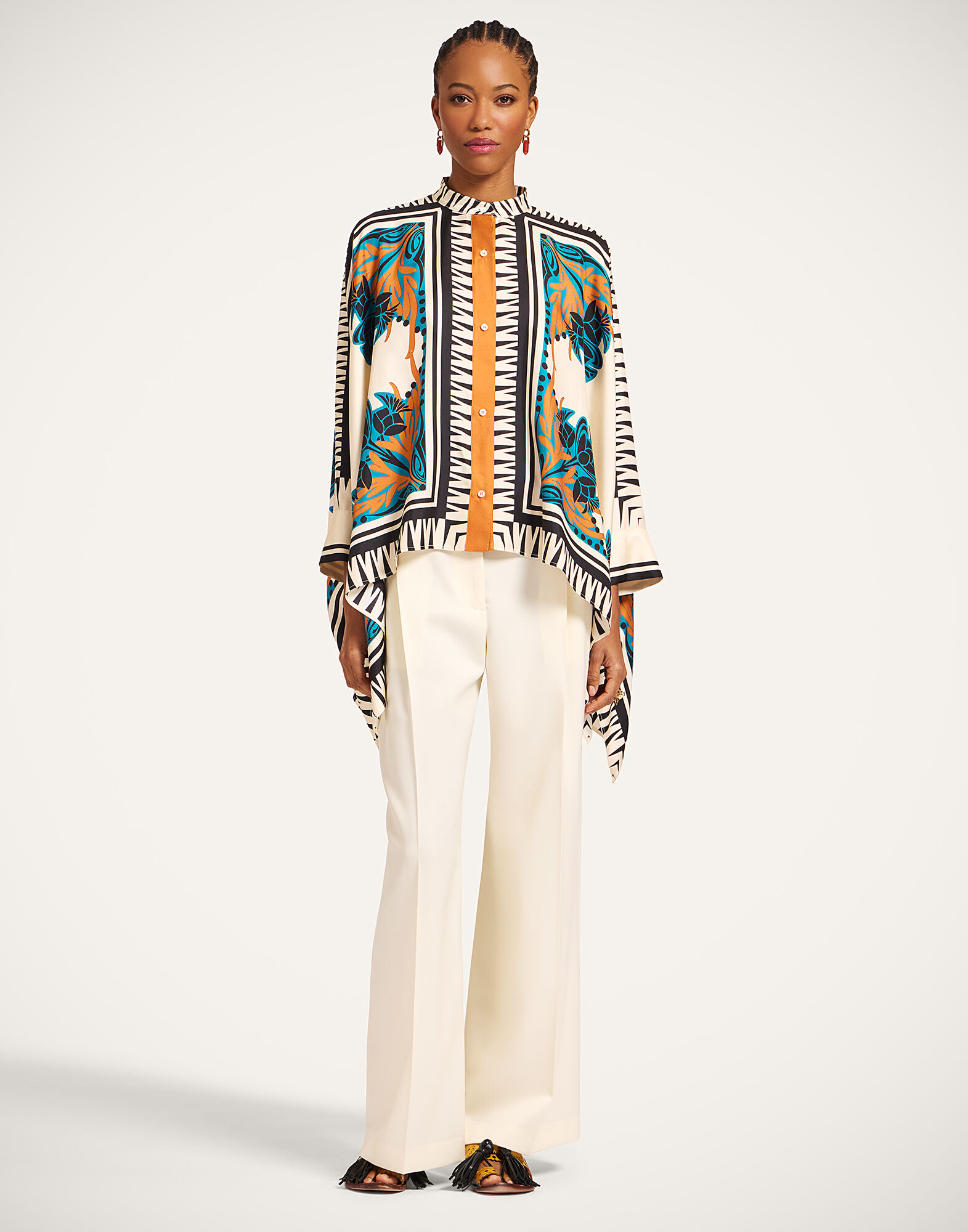 La DoubleJ Foulard Shirt Florence Plac&eacute;e SHI0059SIL006FLO0002