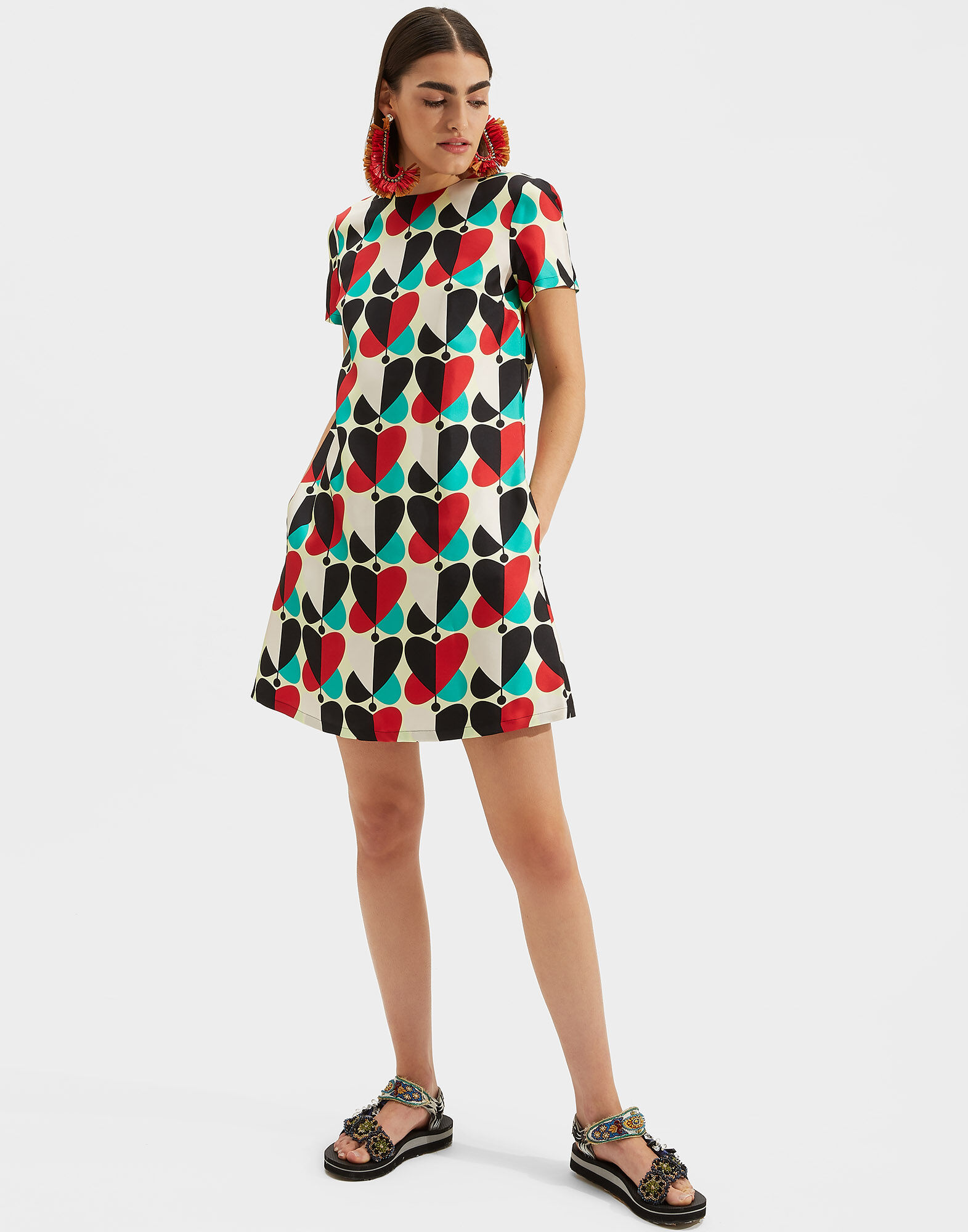 LaDoubleJ Mini Swing Dress Farfalle Rosso DRE0159SIL001FAR0004