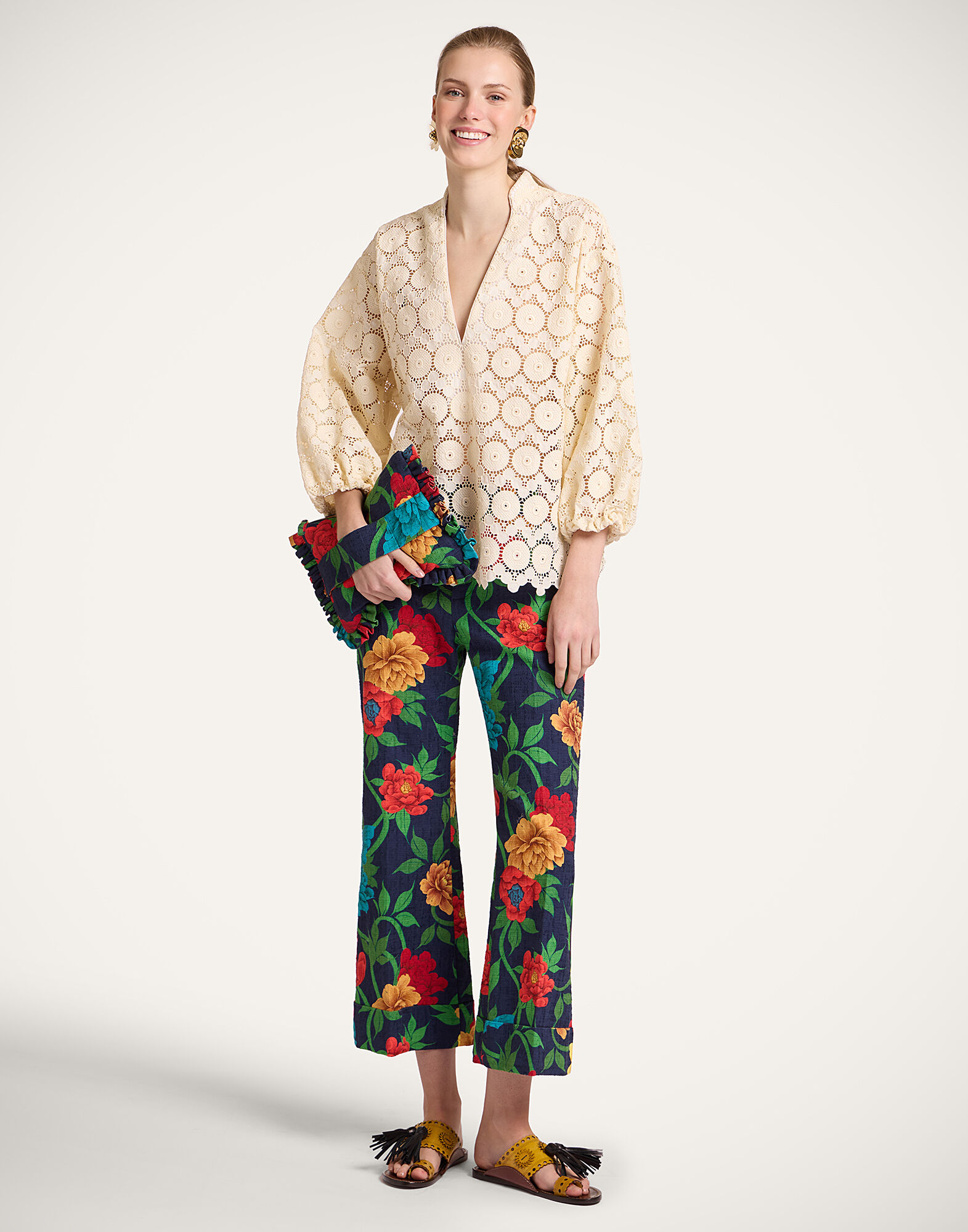 La DoubleJ Jackie Shirt Evil Eye Ivory SHI0093EMB032EVI01WH04