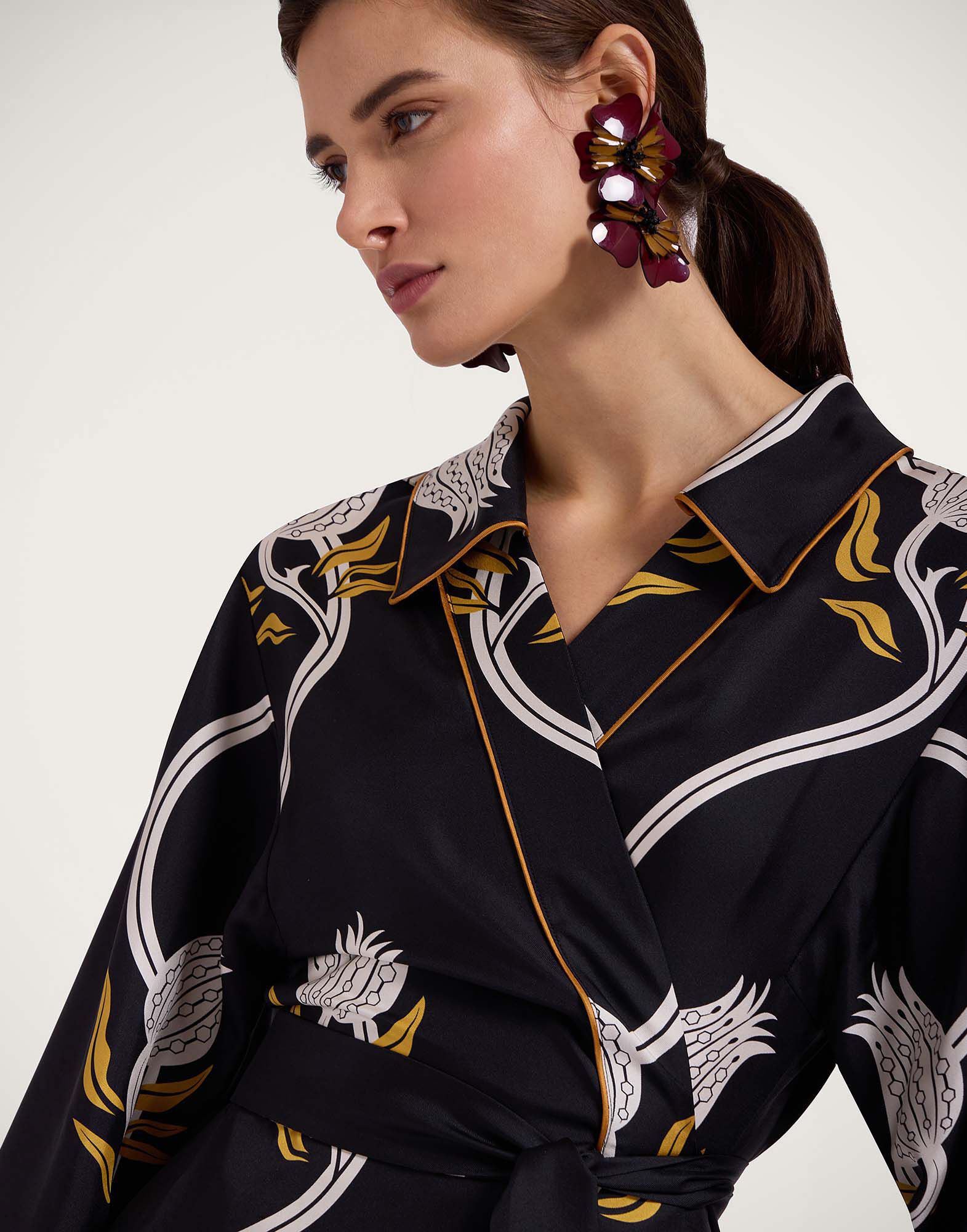 La DoubleJ Midnight Dress Melograno Black & White DRE0819SIL001MEL01BL03