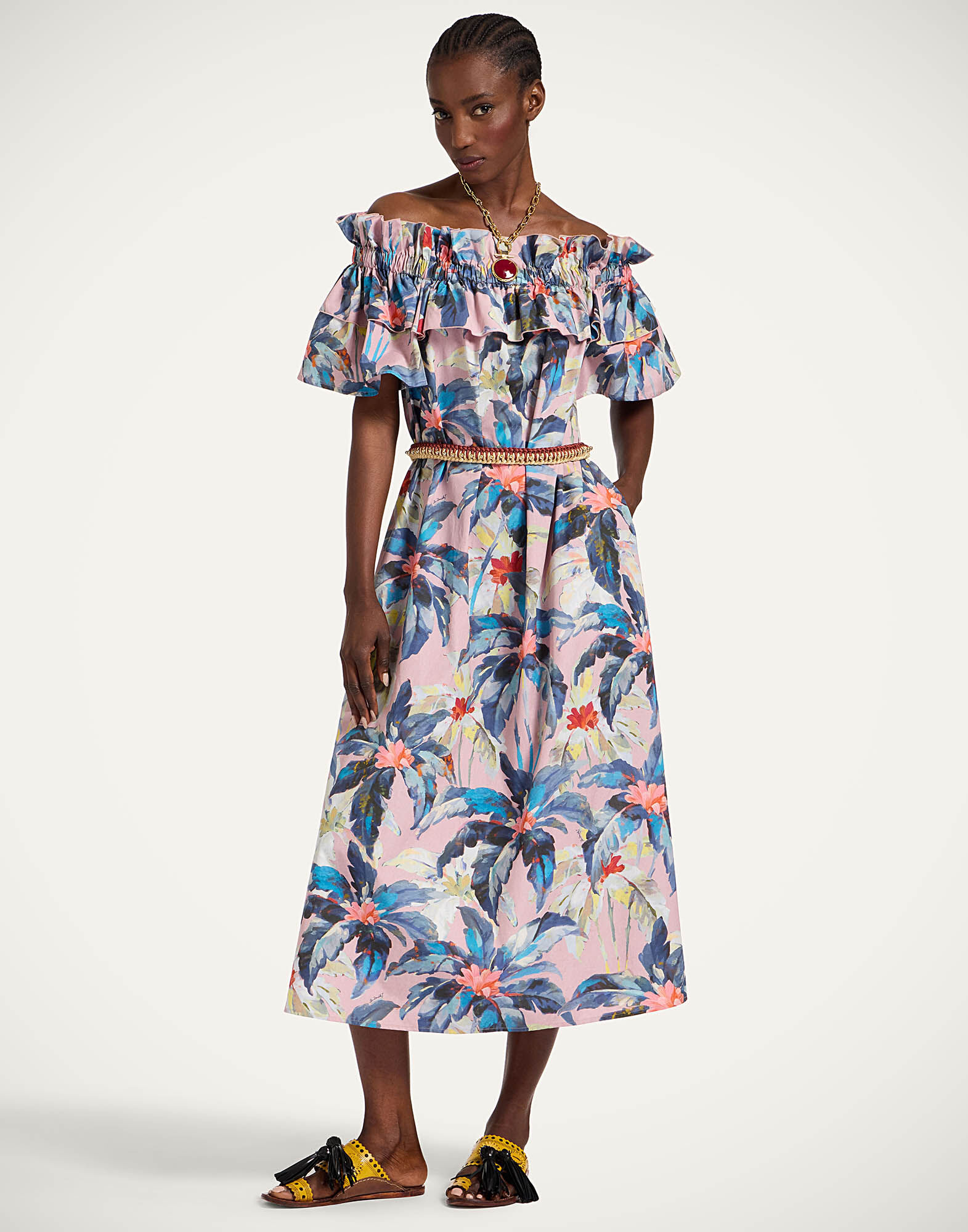 La DoubleJ Breakfast Dress Maxi Tropicana Mauve DRE0331COT039TRC01PU06