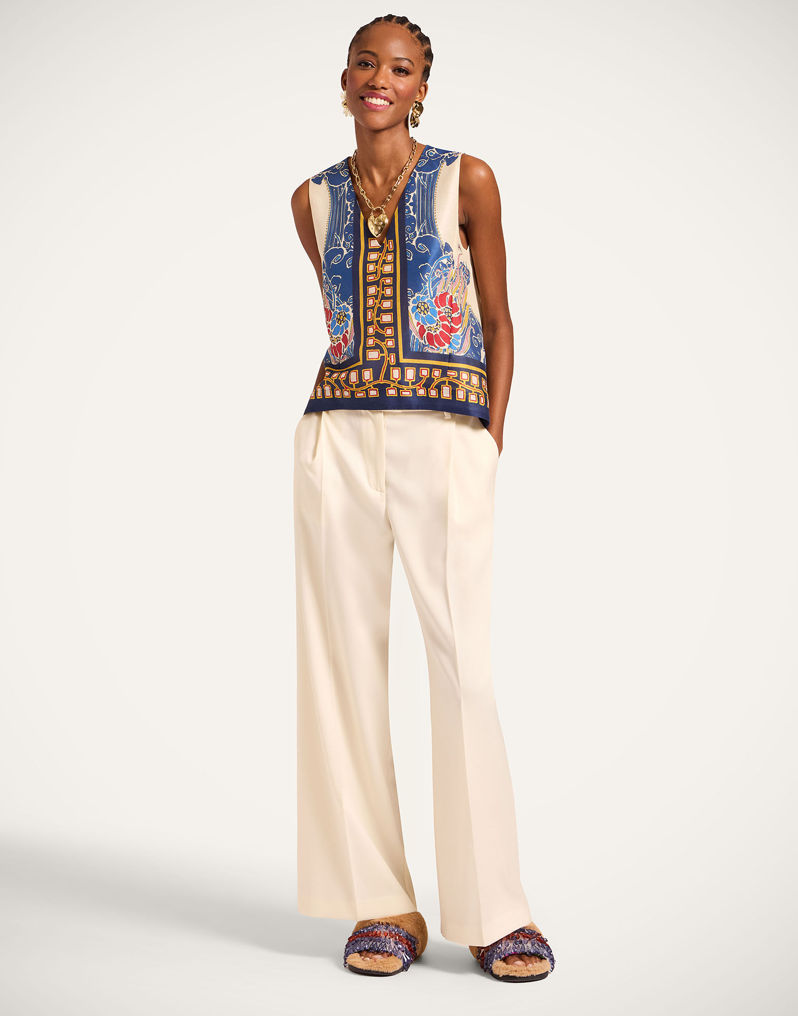 La DoubleJ V-Neck Scala Top Lemuria Plac&eacute;e Blue TOP0167LIN010LEM02BU03