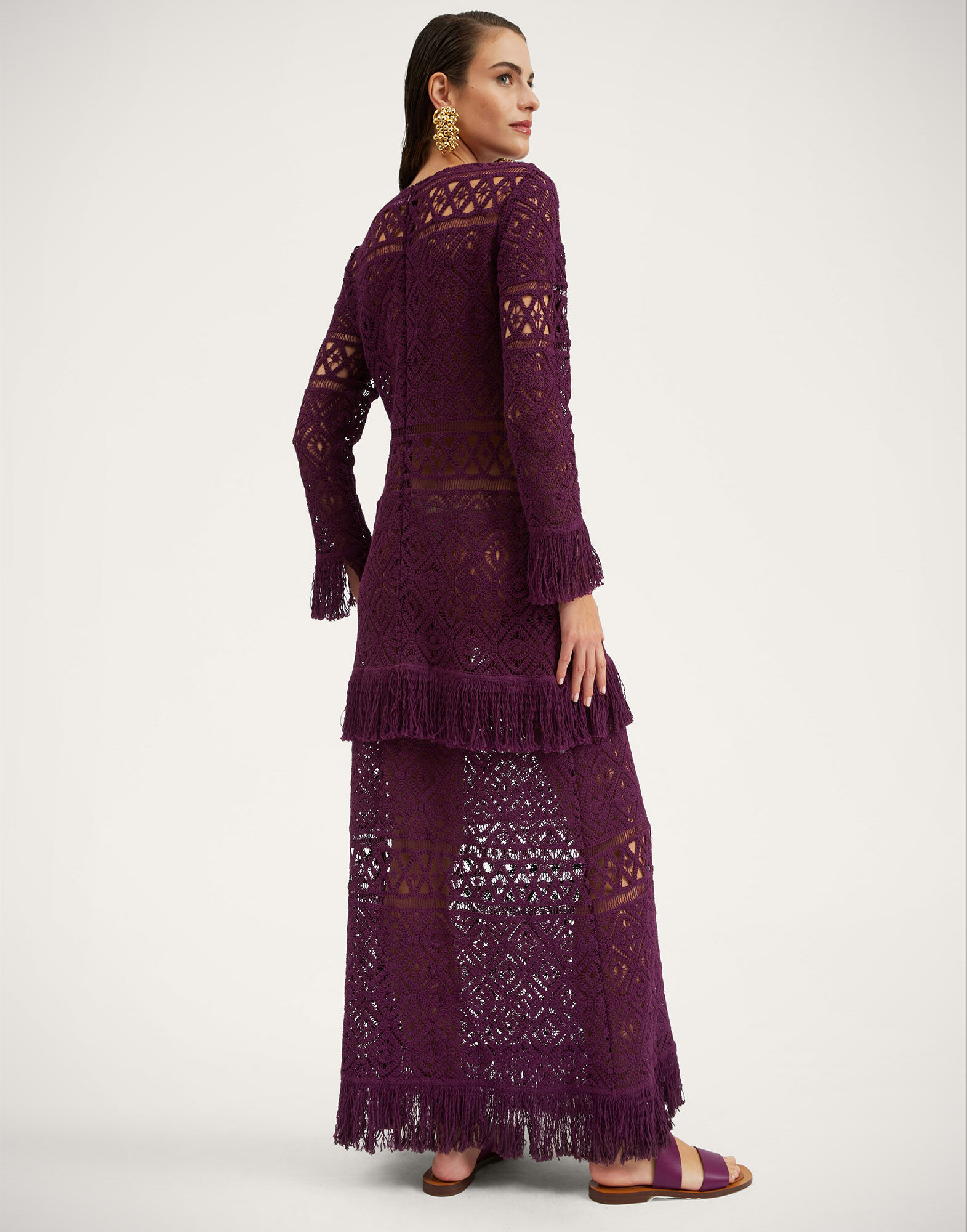 La DoubleJ Lacey Long Sleeve Swing Dress Plaza Purple DRE0681JCQ080PLA03PU01