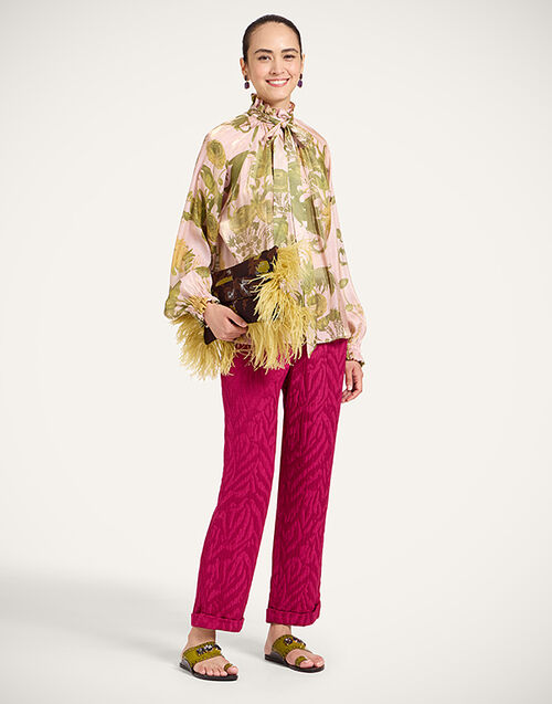 La DoubleJ Sigaretta Pants Animalier Raspberry TRO0215JCQ118ANI02RE04