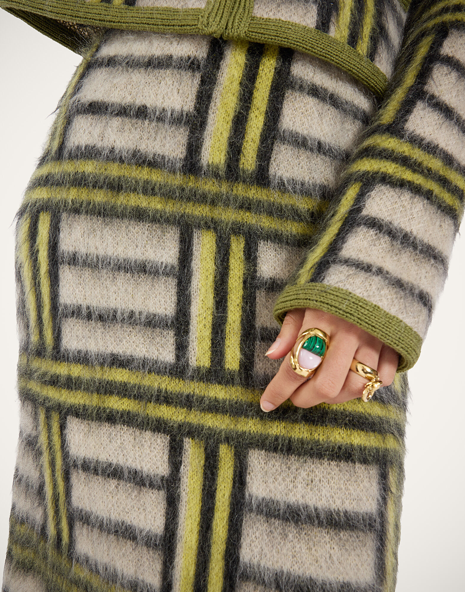 La DoubleJ All-In Skirt Kells Check Ecru, Light Green, and Black SKI0134KNI220VA519BR05