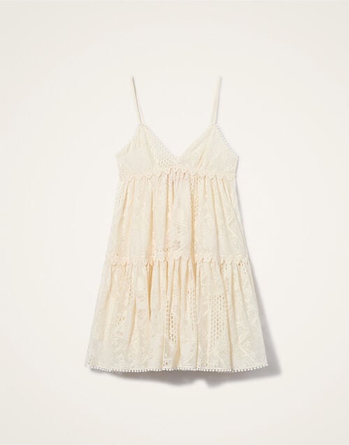La DoubleJ Lacey Nymph Mini Dress Solid Ivory DRE1107LAC008SOLIDBR05