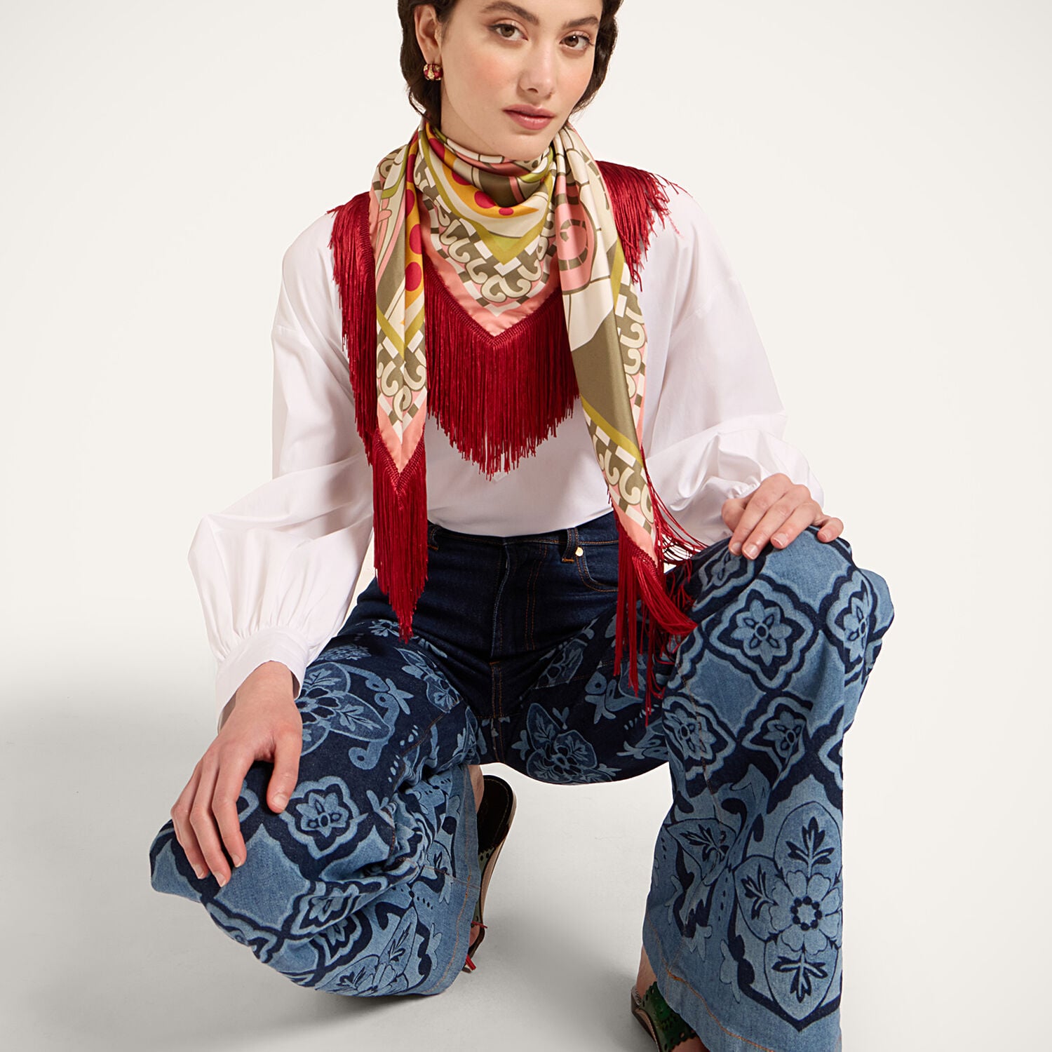 La Double J Reversible Fringe Foulard 90 | Thumbnail 7 La Double J Reversible Fringe Foulard 90 | Thumbnail 7