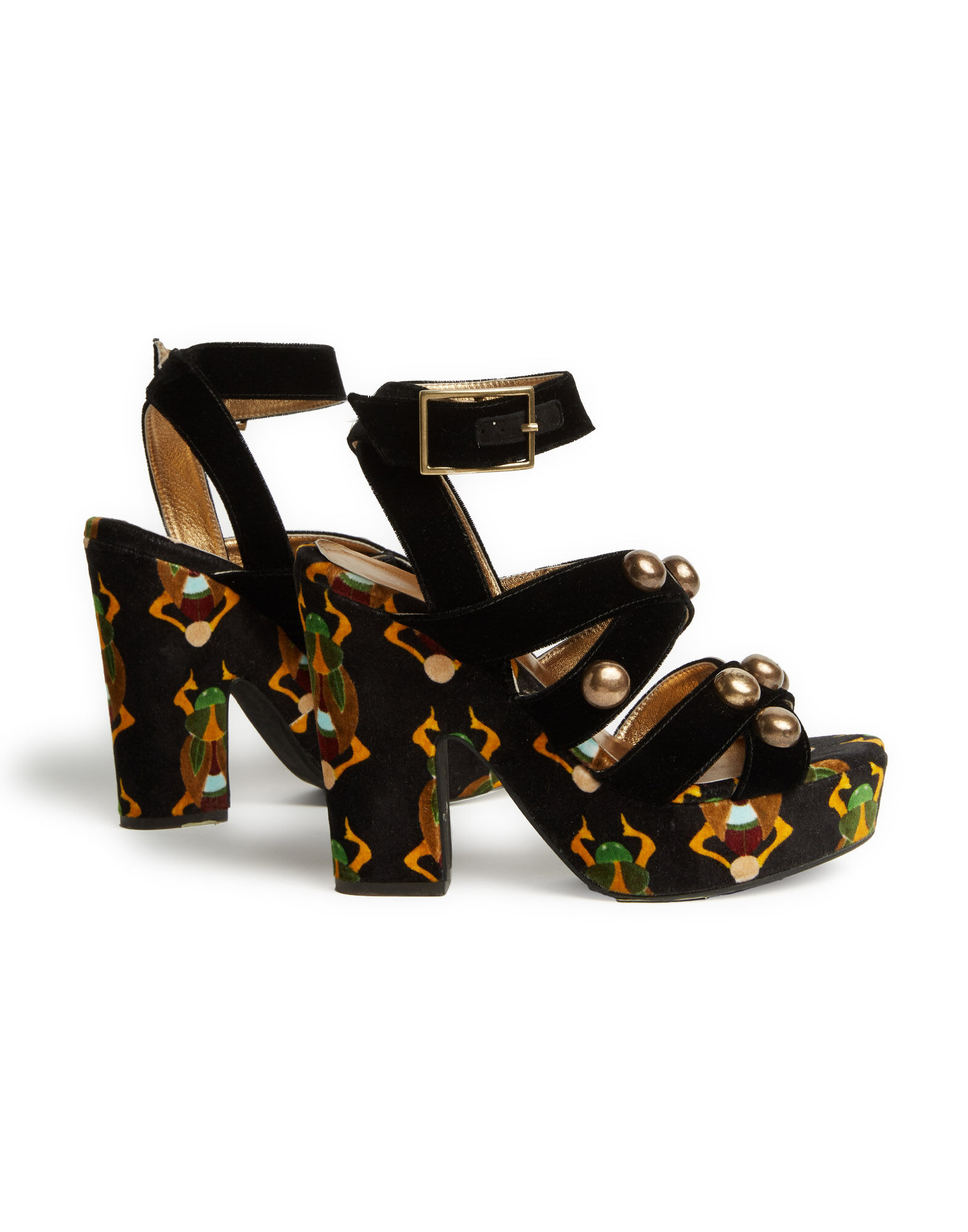 La DoubleJ Medal Wedge Scarab Black SHO0085FAI001SCA01BL01