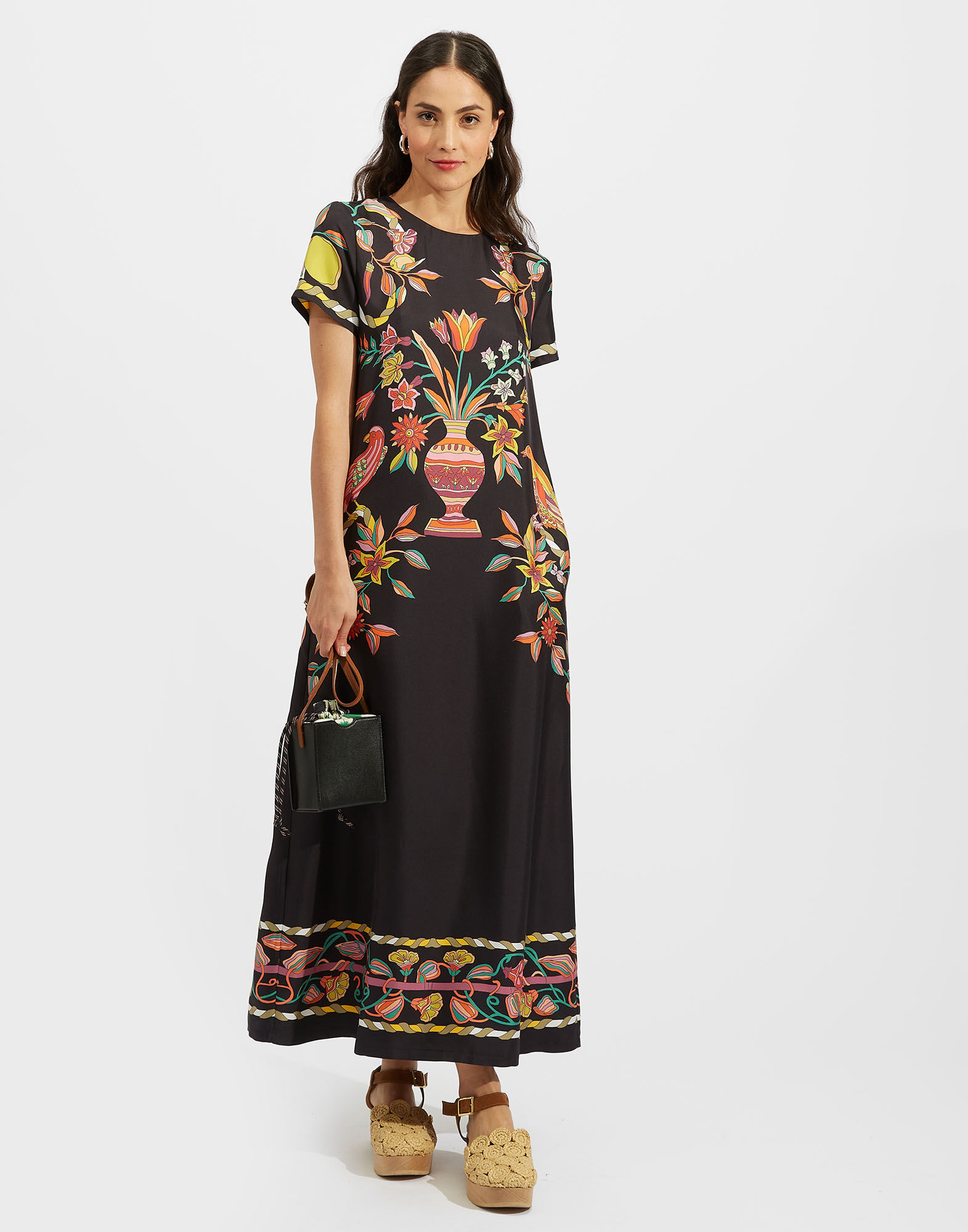 La DoubleJ Swing Dress Borboni Placee Nero DRE0128SIL006BRN02BL01