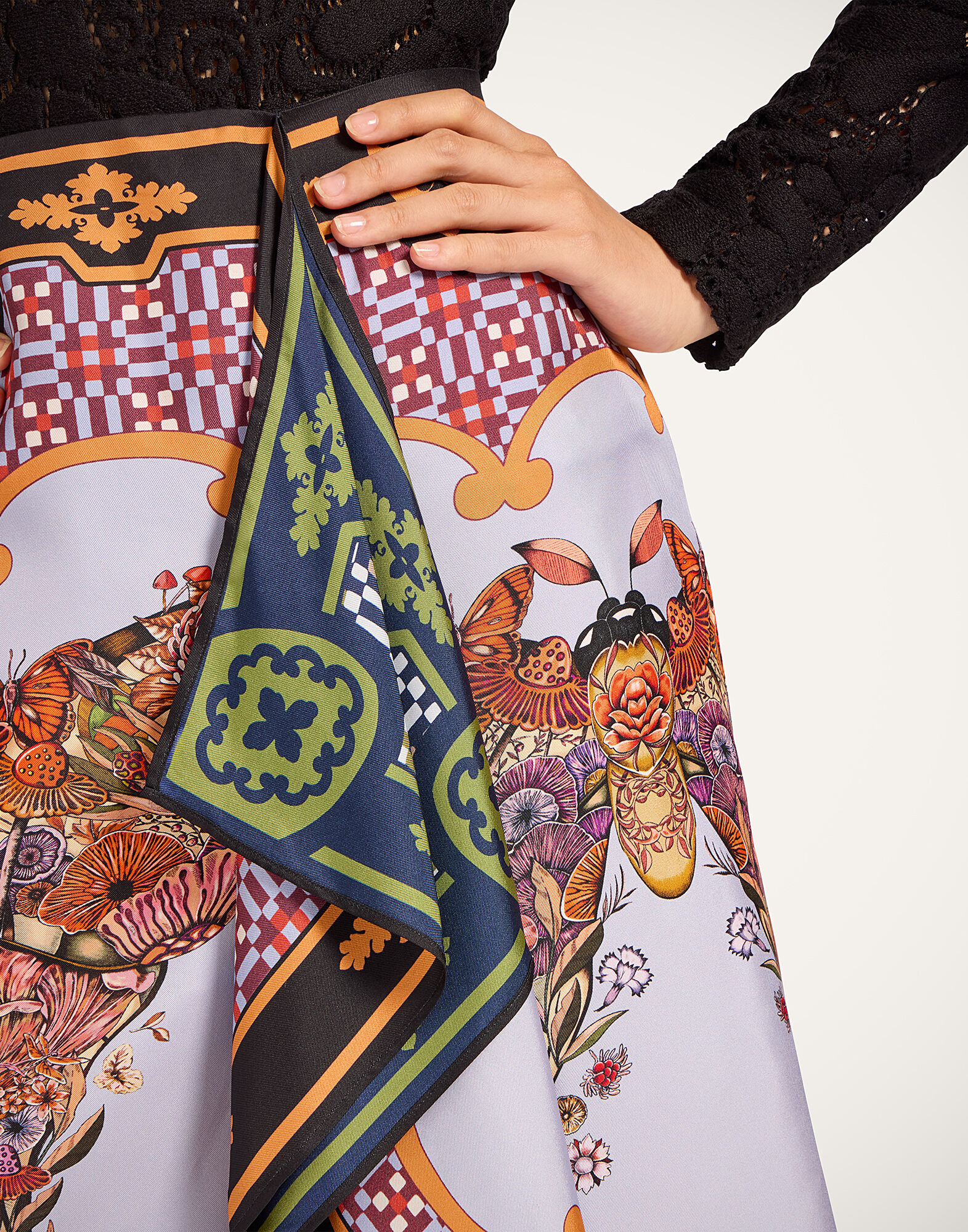 La DoubleJ Scarf Skirt Mariposa Plac&eacute;e Celeste SKI0160SIL006MAR07BU12