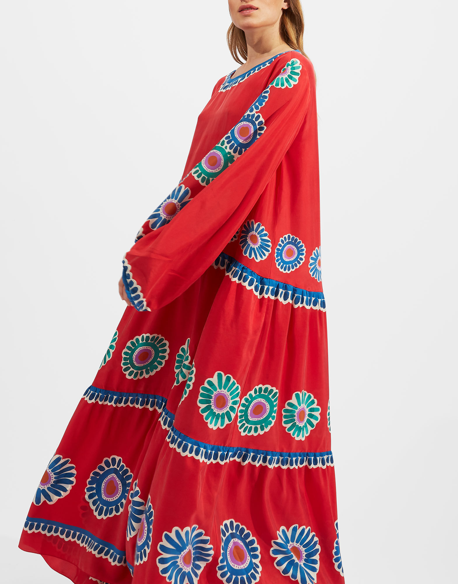 La DoubleJ Vesta Dress Daisy Plac&eacute;e Red DRE0302SIL009DAY0007