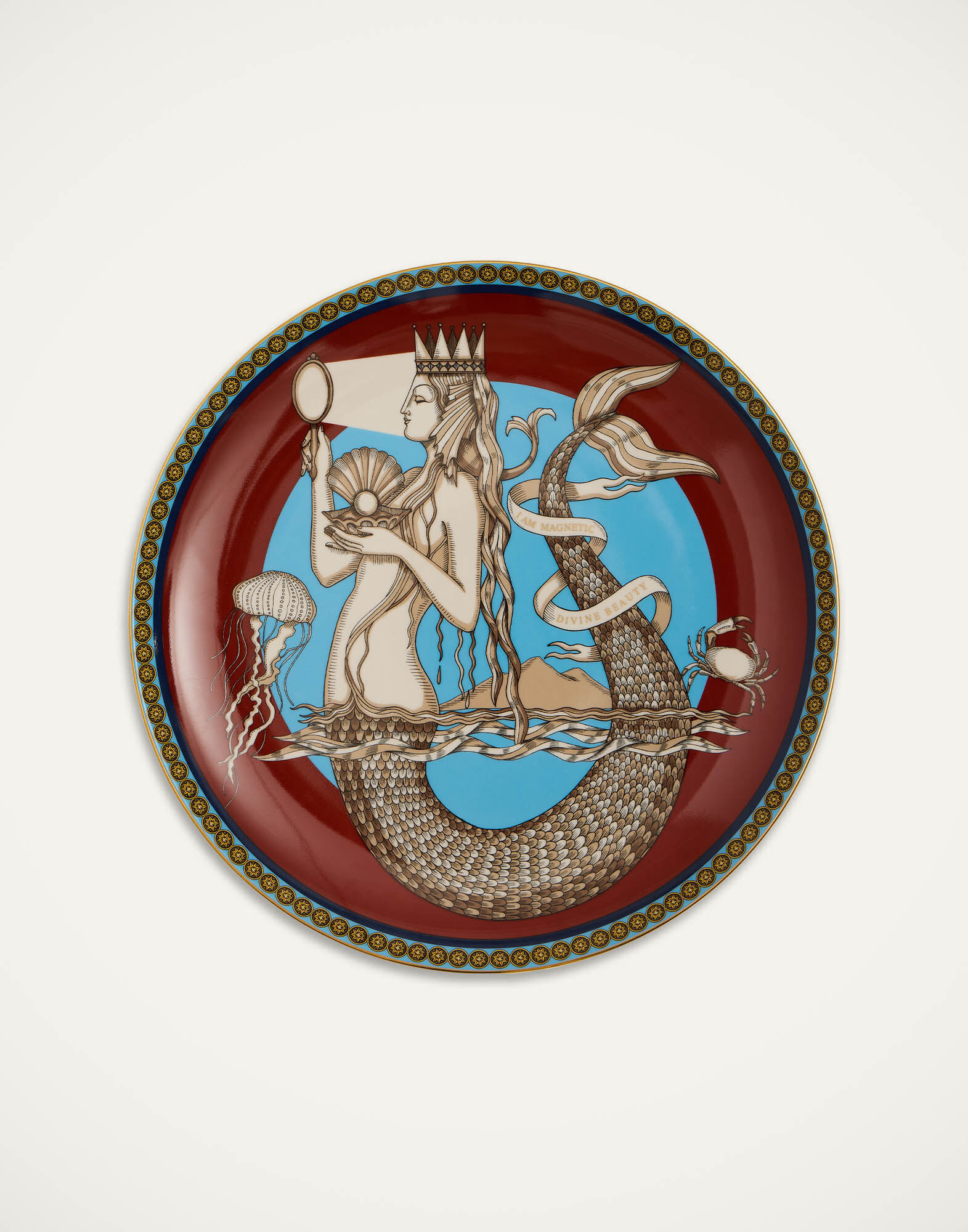 La DoubleJ Decorative Plate The Mermaid Bordeaux DPL0001CER001MRM01RE02