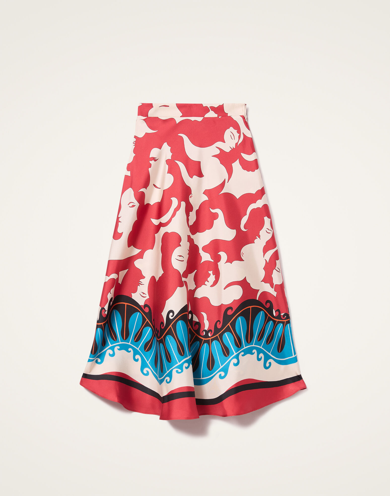 La DoubleJ Lungomare Skirt Mamma Plac&eacute;e Red SKI0144SIL001MAM02RE01