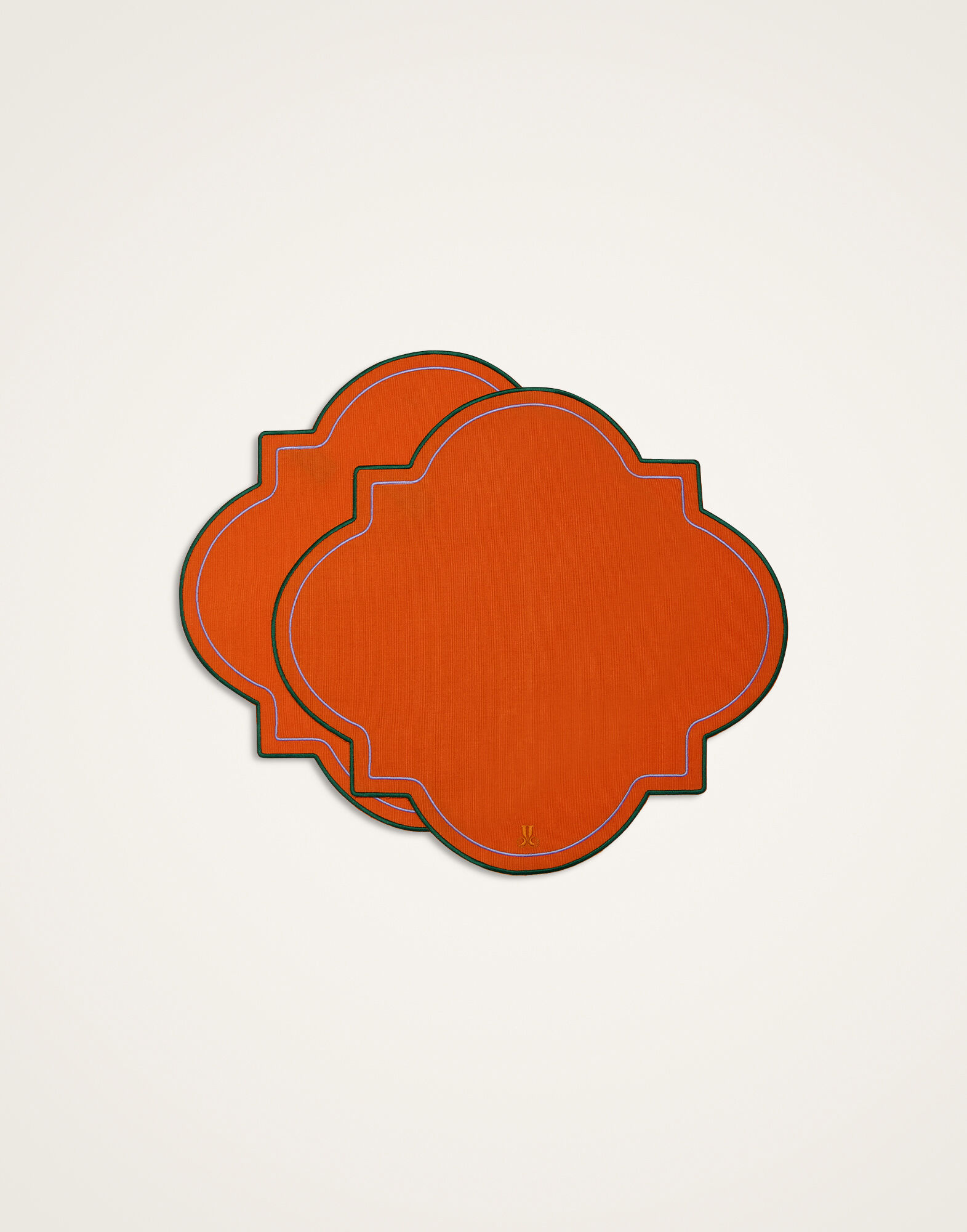 La DoubleJ Medallion Placemats Set Of 2 Solid Orange PMT0028ACR003SOLIDOR02