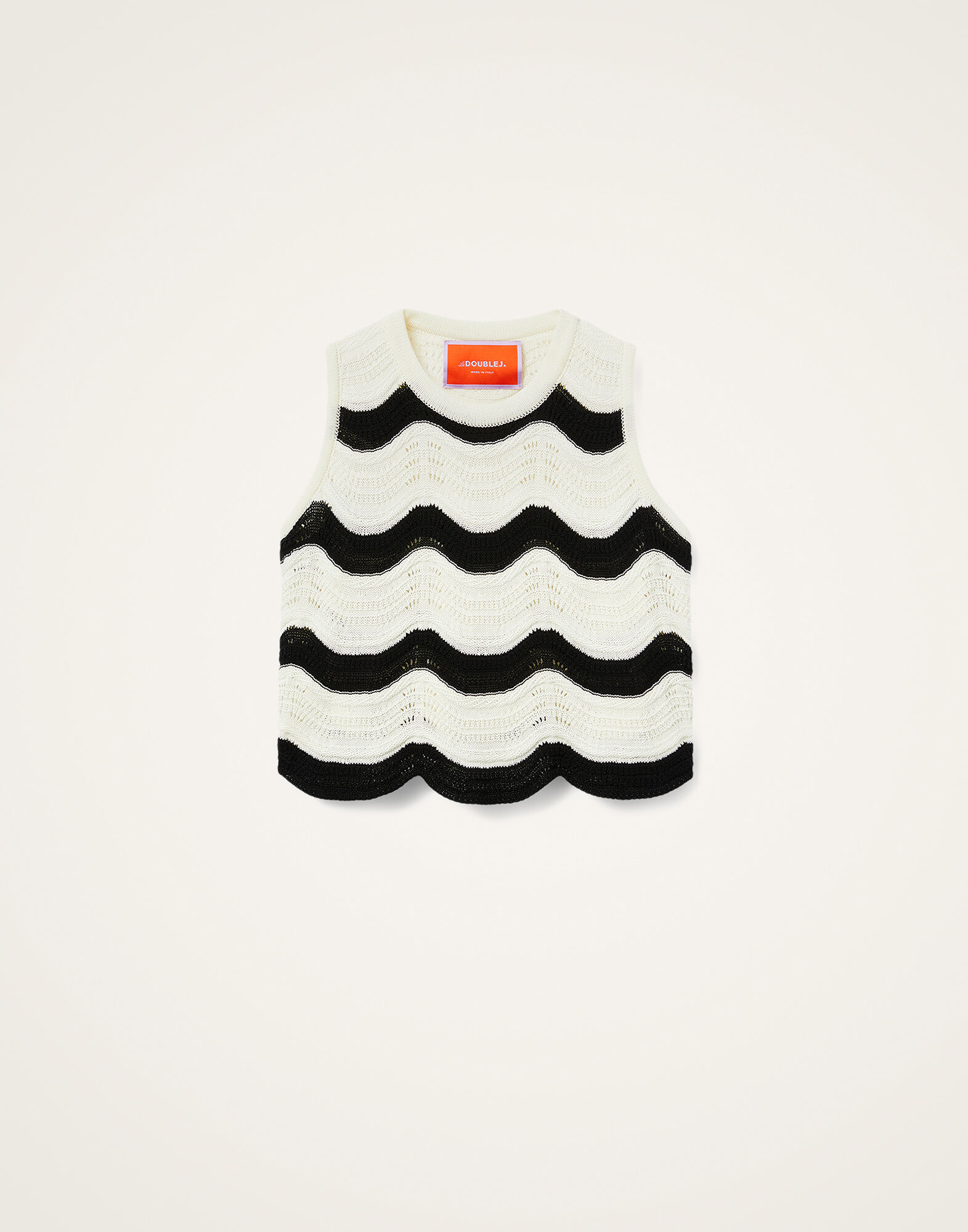 La DoubleJ Chevron Top Bicolor Black & Ivory PUL0266KNI158VA369BR05