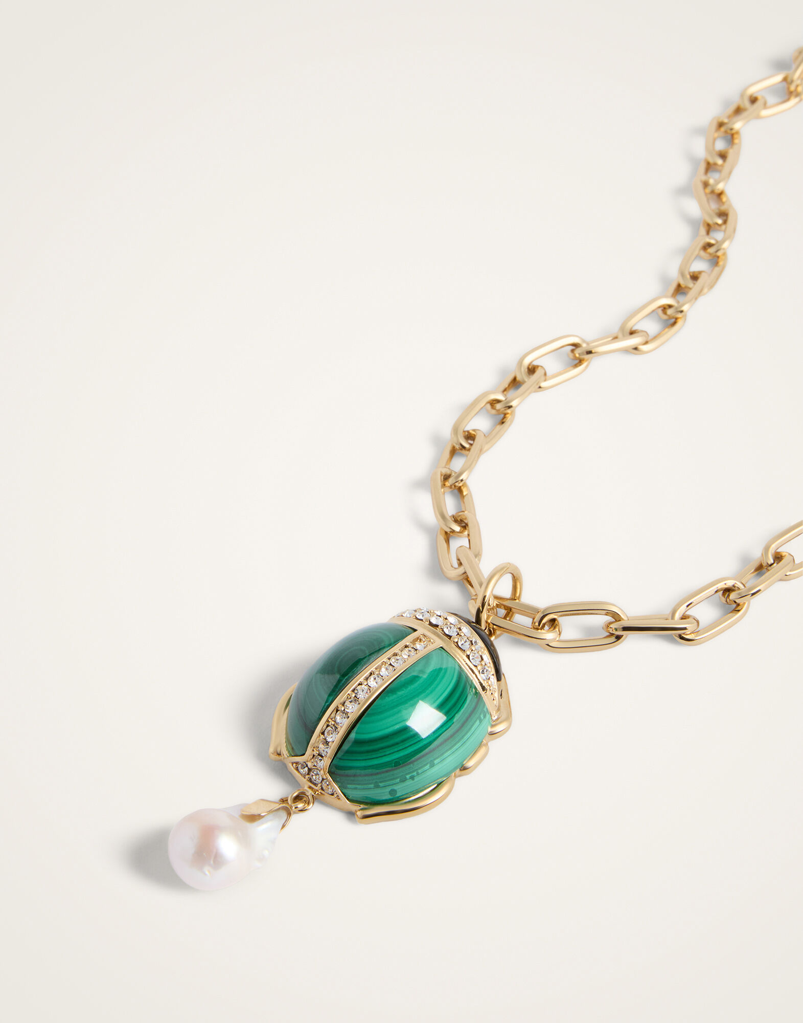 La DoubleJ Talismania Necklace 24K Gold Plate And Malachite NEC0054BRA003MAL02YE05