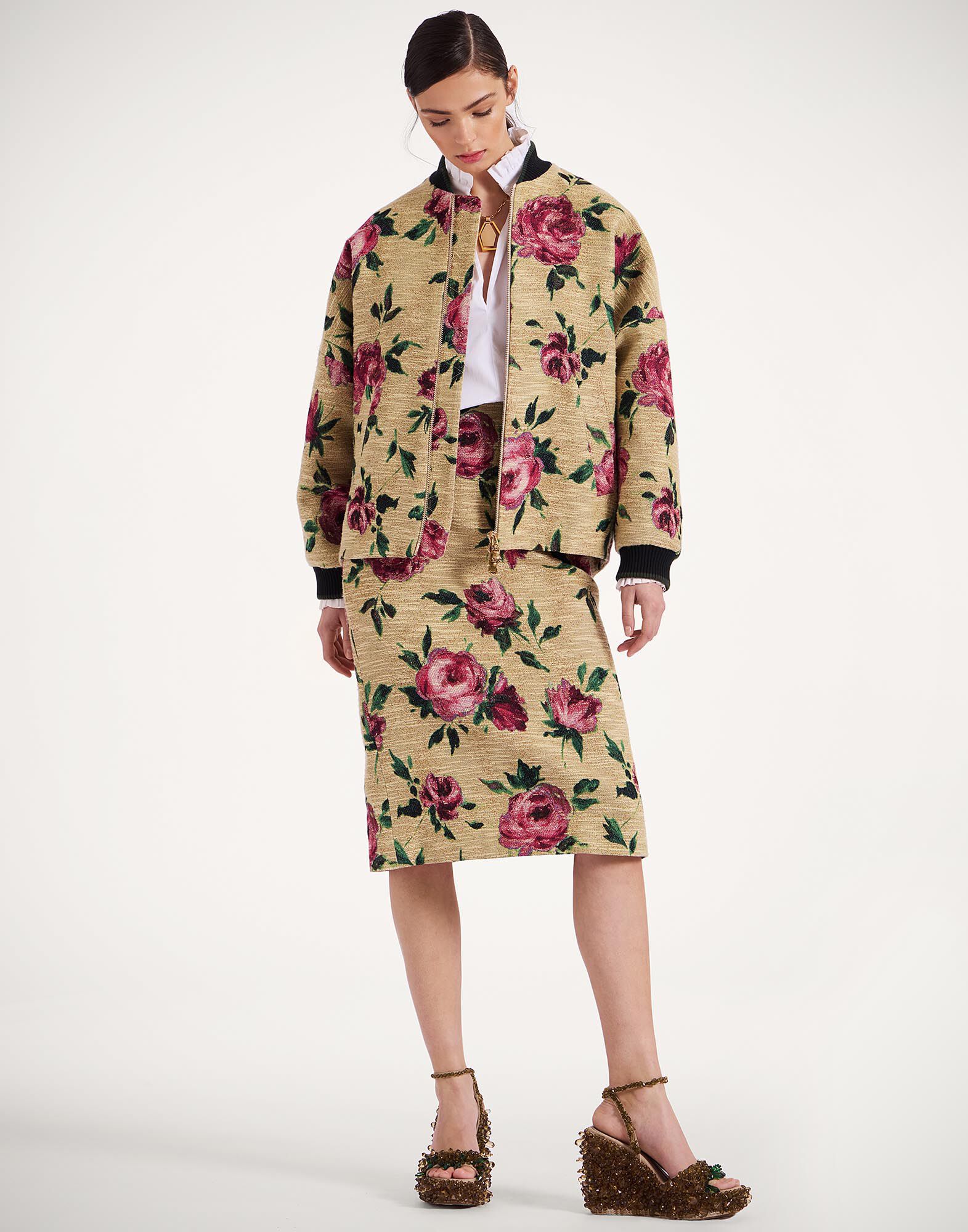 La DoubleJ Brooklyn Bomber Roses Light Beige JAC0128COT069ROS06BR01