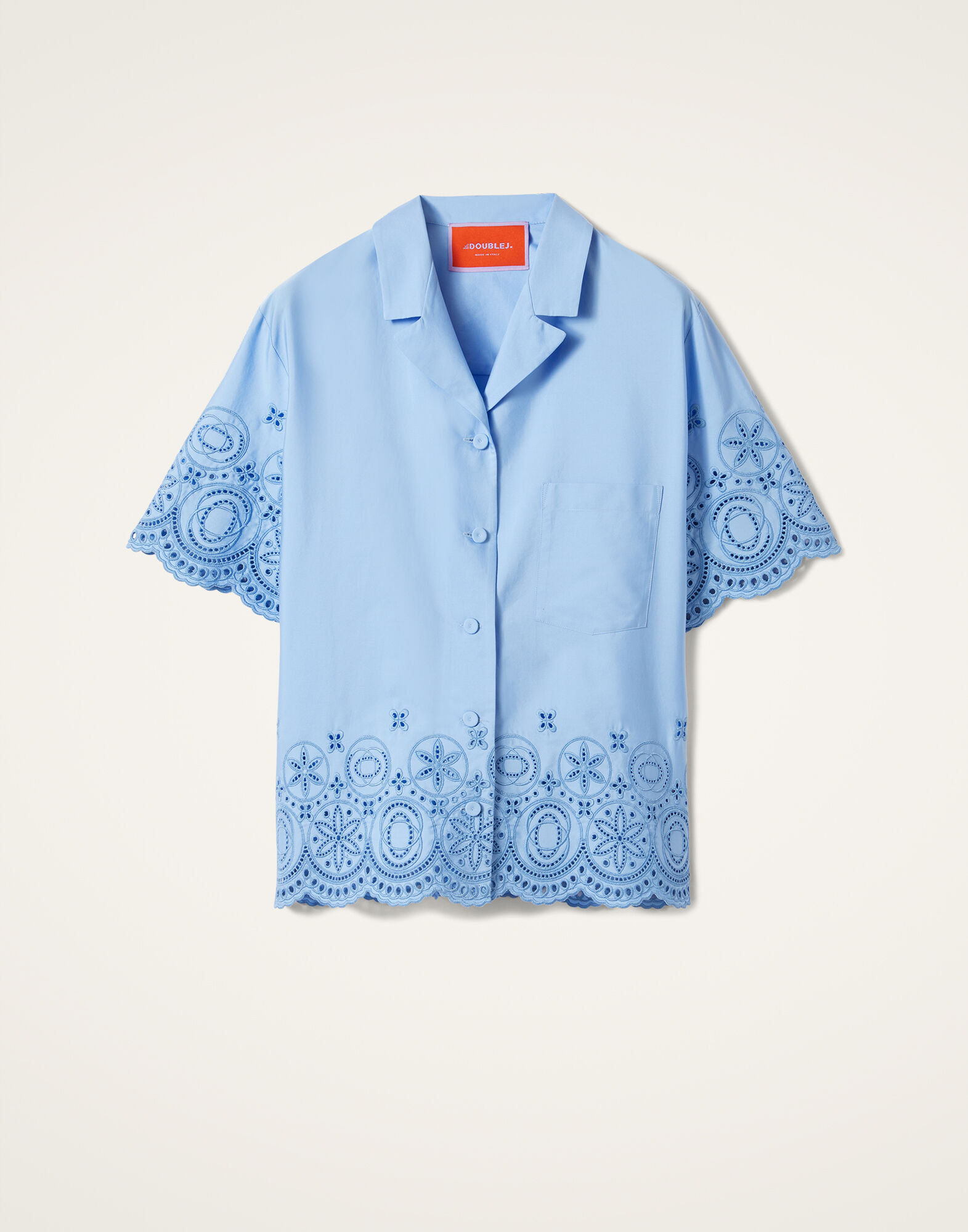 La DoubleJ Boxy Shirt Sangallo Eclipse Light Blue SHI0130SAN005ECL03BU01