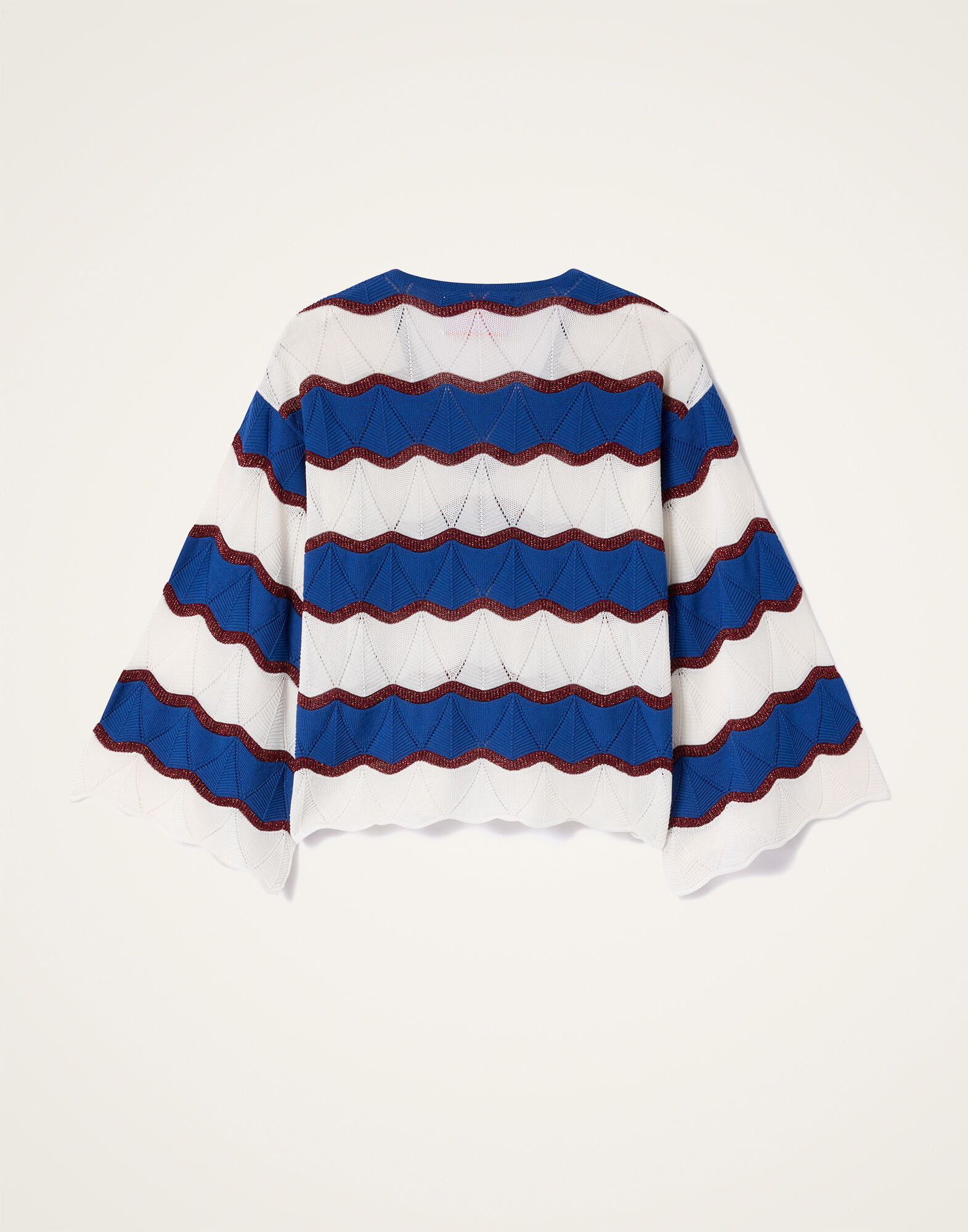 La DoubleJ Hang Ten Top Color Block Ivory & Blue PUL0334KNI195VA430BR05