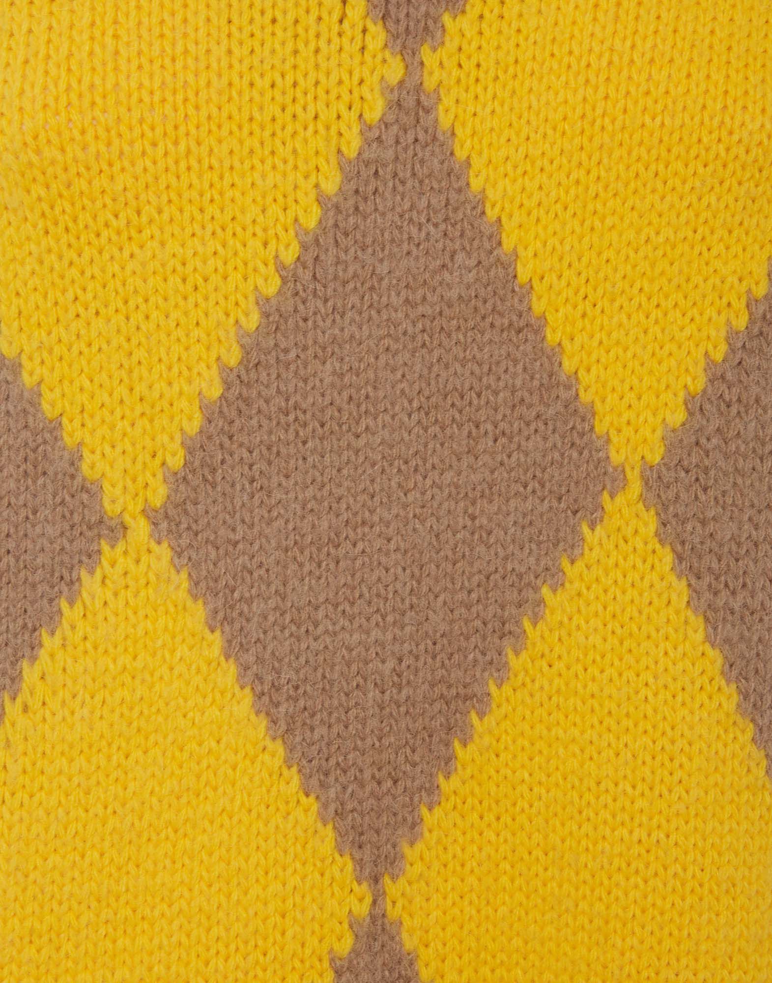 La DoubleJ Argyle Gilet Camel/Yellow TOP0077KNI064VAR0125