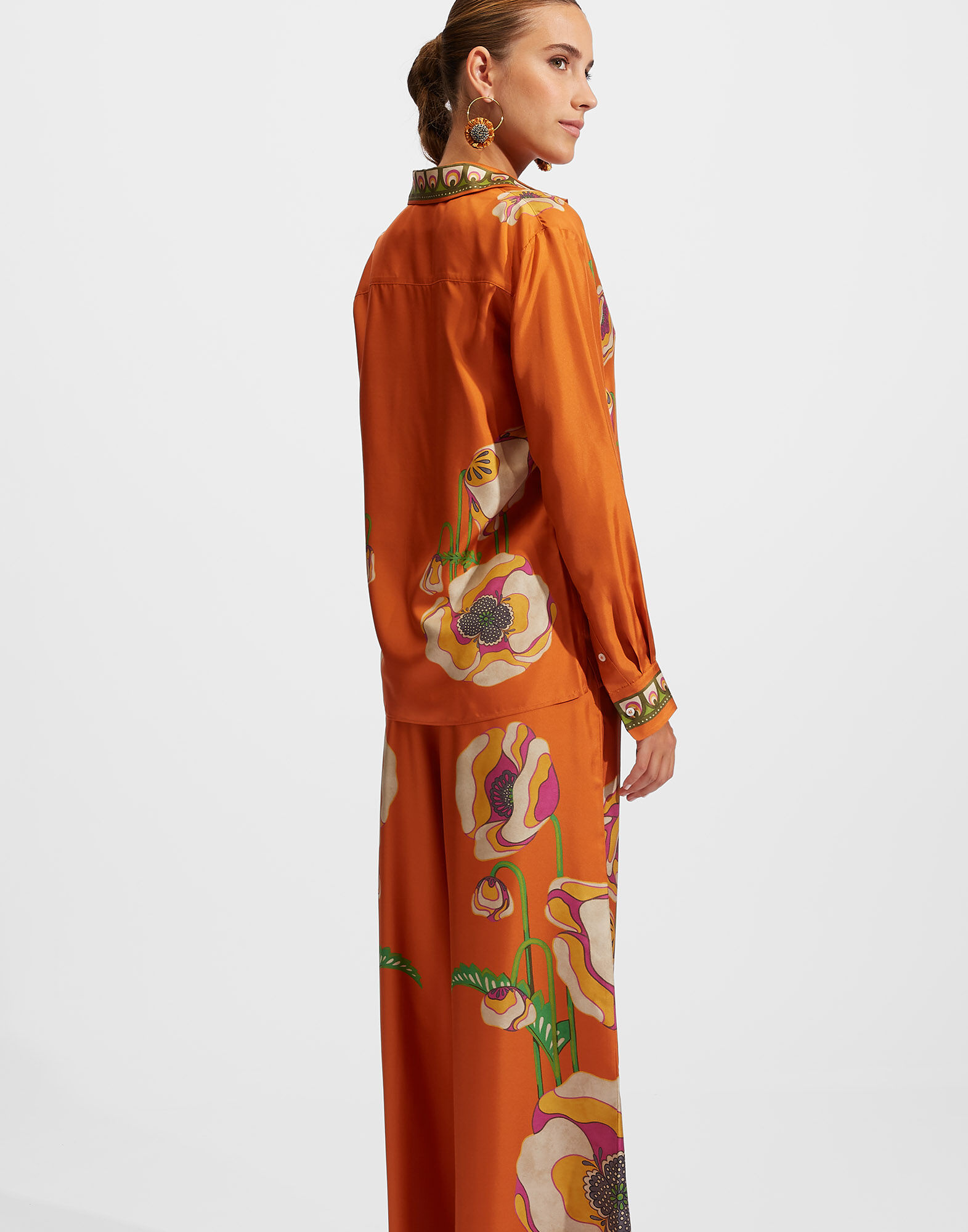 La DoubleJ Boy Shirt Poppies Orange Plac&eacute;e SHI0040SIL006PPP0005