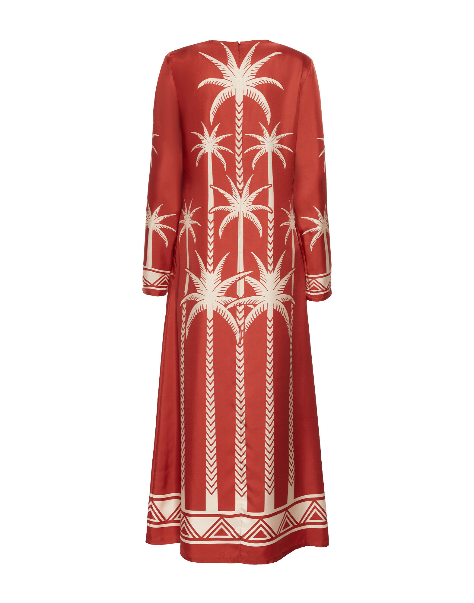 La DoubleJ Long Sleeve Swing Dress Date Palms Plac&eacute;e Red DRE0231SIL006DAT01RE01