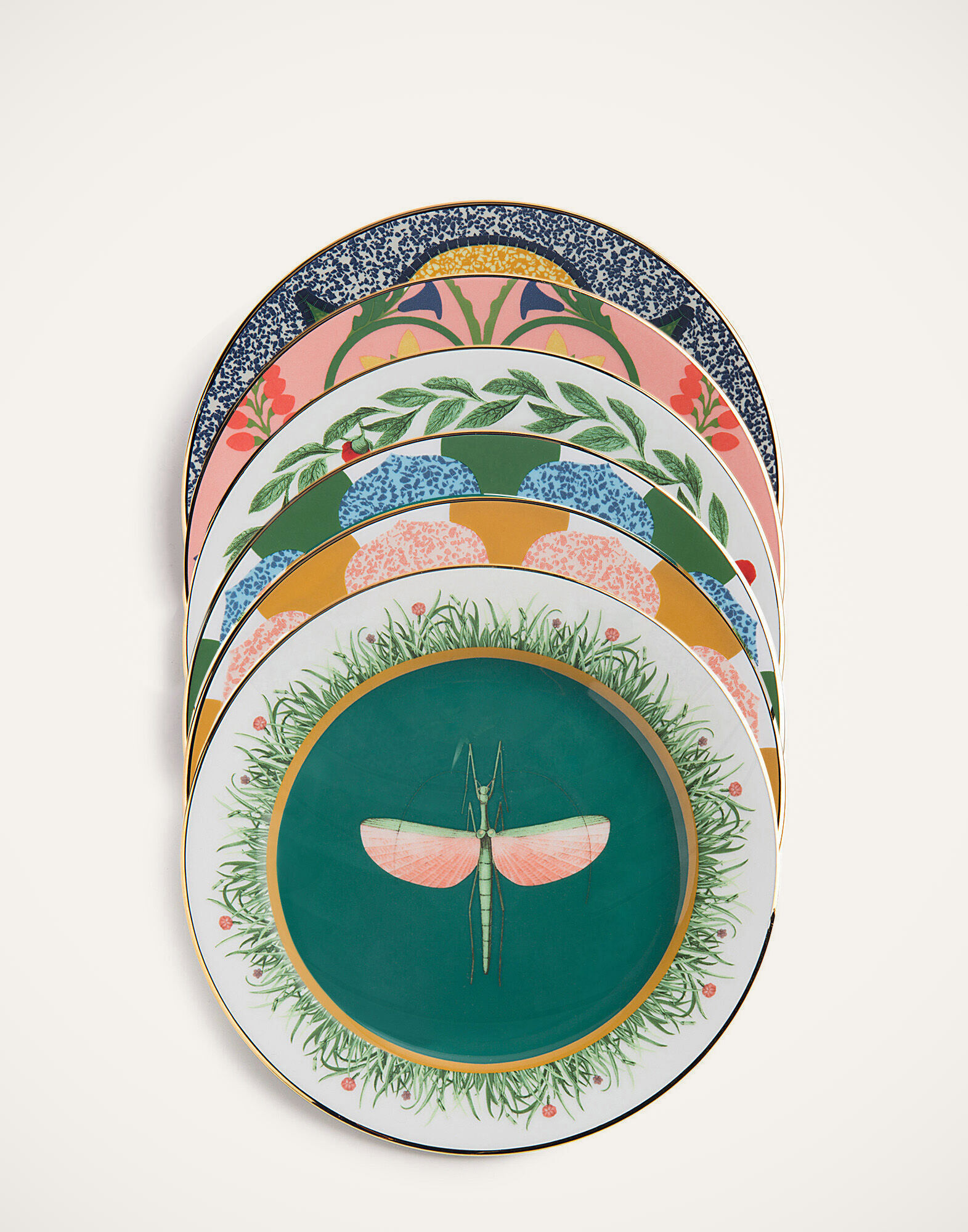 La DoubleJ Dessert Plate Set of 6 Various Prints DIS0004CER001ASS0001