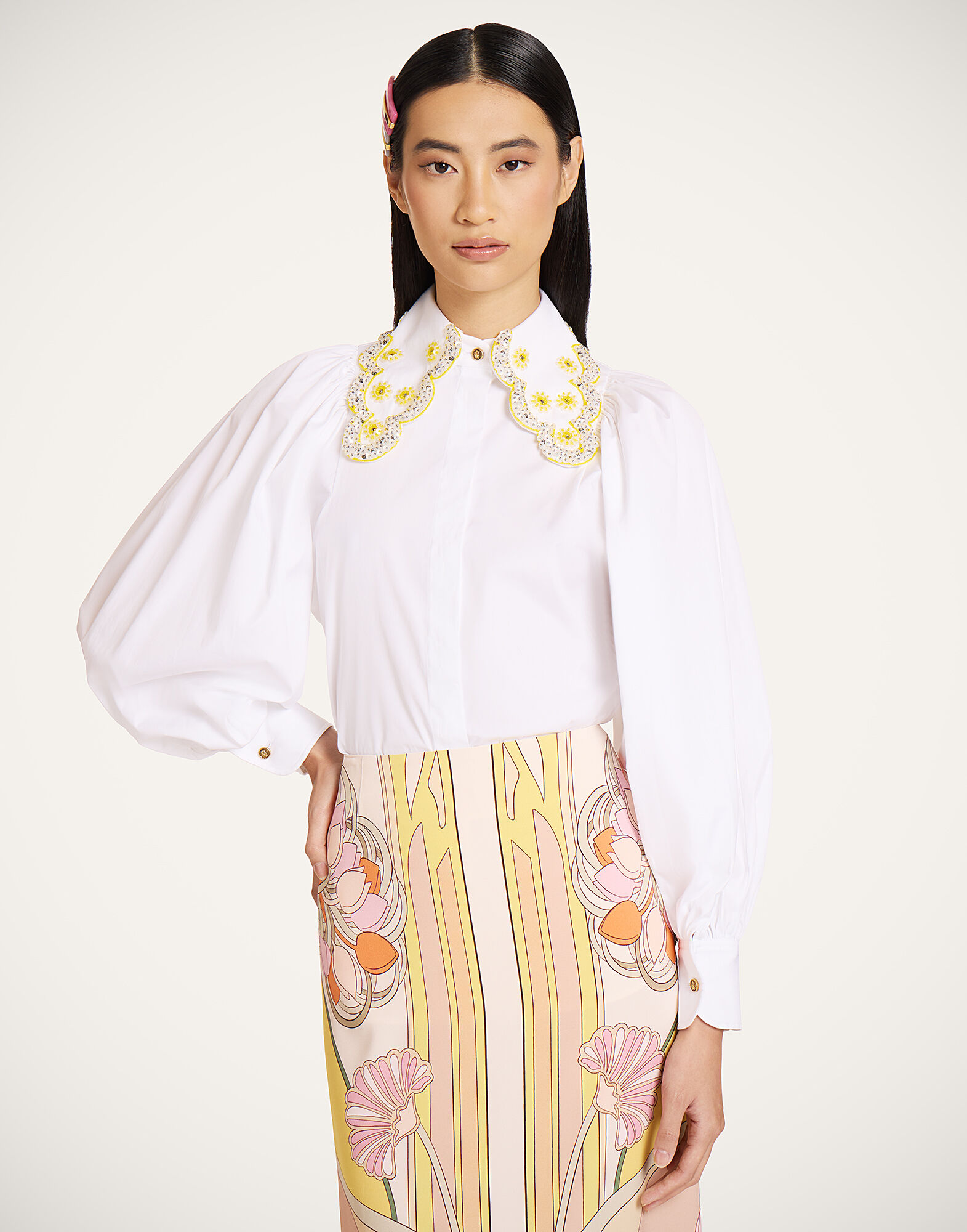 La DoubleJ Pouf Shirt Solid White SHI0169COT064SOLIDWH01