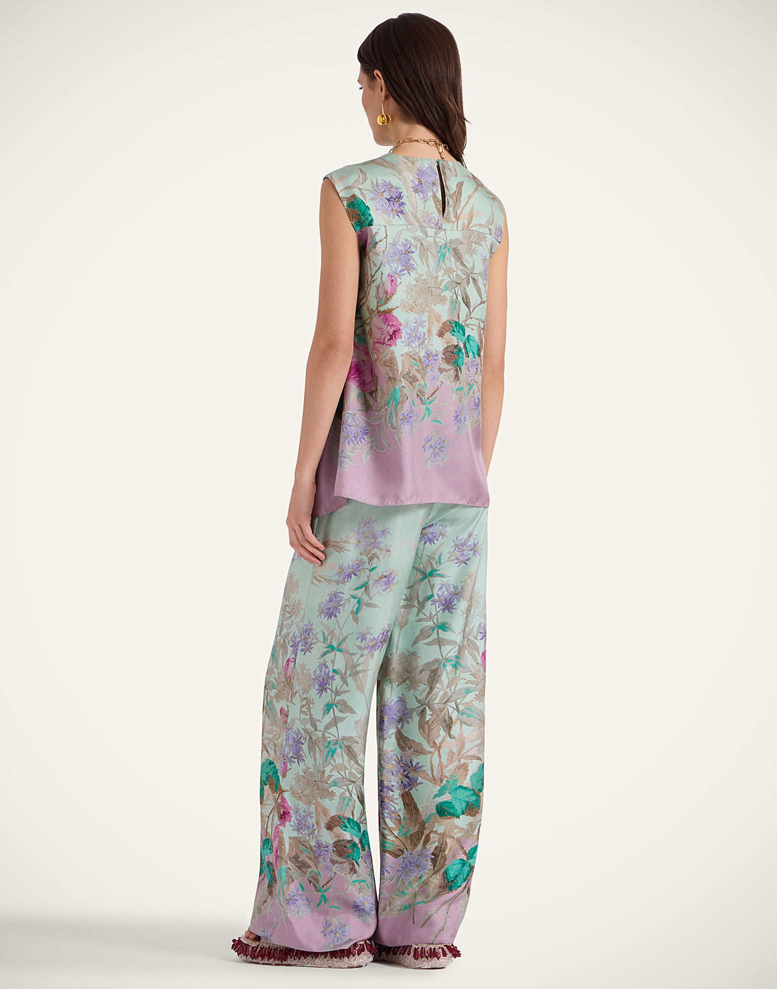 La DoubleJ Palazzo Pants Heath Plac&eacute;e Mint TRO0003SIL001HEA02GR11