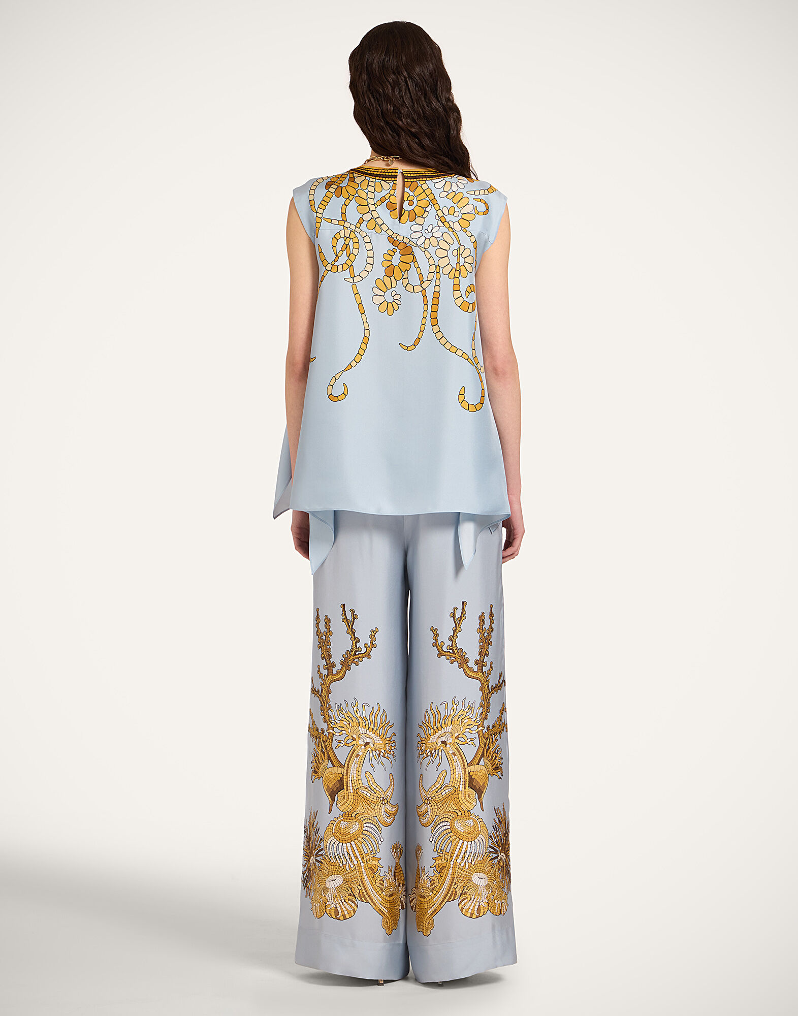 La DoubleJ Palazzo Pants Oceania Plac&eacute;e Light Blue TRO0026SIL026OCE01BU01
