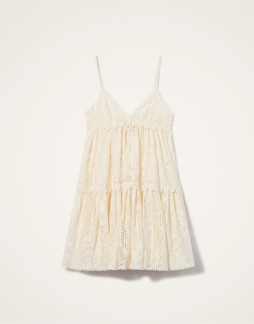 La DoubleJ Lacey Nymph Mini Dress Solid Ivory DRE1107LAC008SOLIDBR05