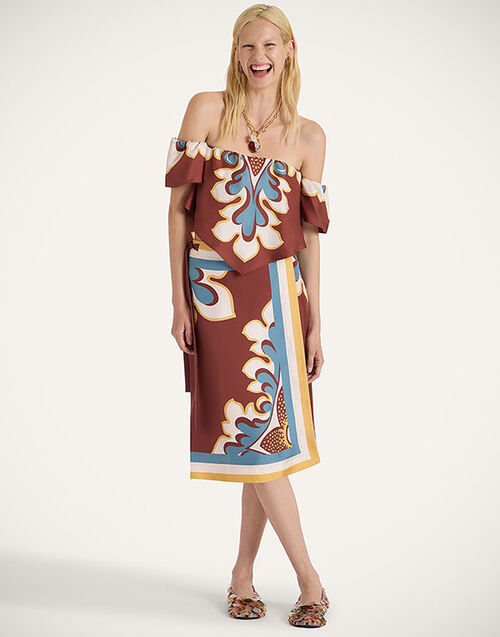 La DoubleJ Pareo Midi Skirt Palazzo Placée Chocolate SKI0142SIL006PAL08BR07