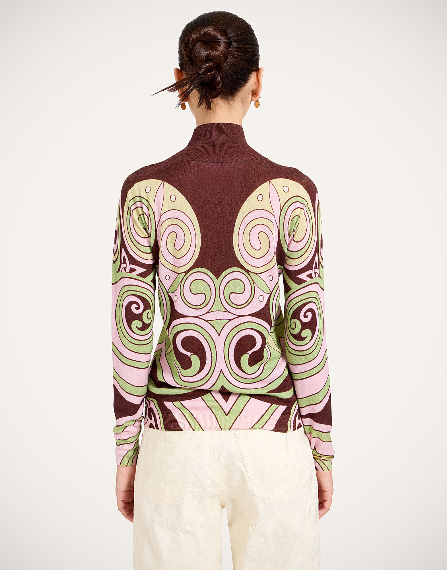 La DoubleJ Silky Turtleneck Kells Swirl Plac&eacute;e Burgundy PUL0302KNI172VA513RE07