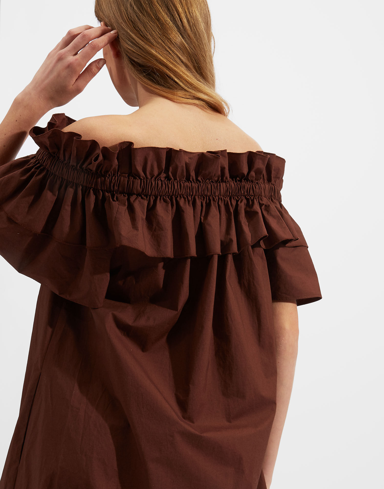 La DoubleJ Breakfast Dress Solid Brown DRE0331COT001CHO0002