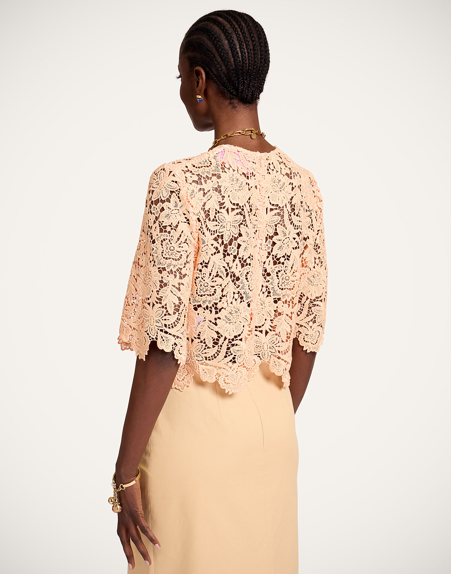 La DoubleJ Spotlight Top Solid Apricot TOP0187LAC013SOLIDOR11