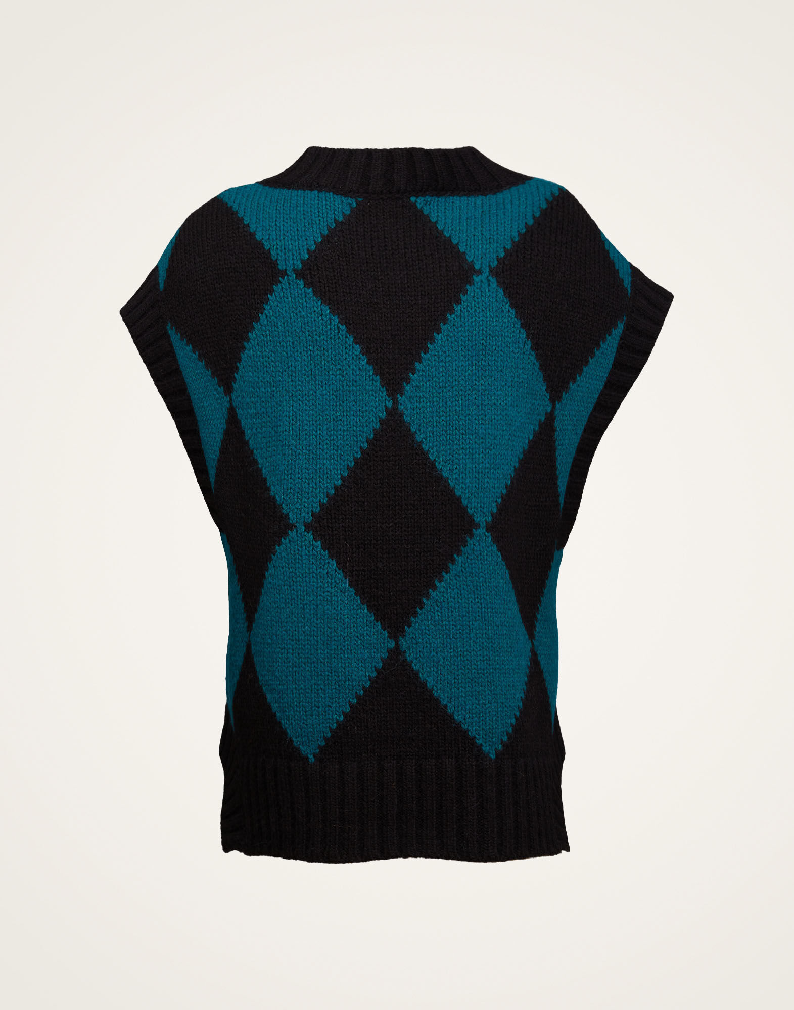 La DoubleJ Argyle Gilet Black / Green TOP0077KNI064VAR0169