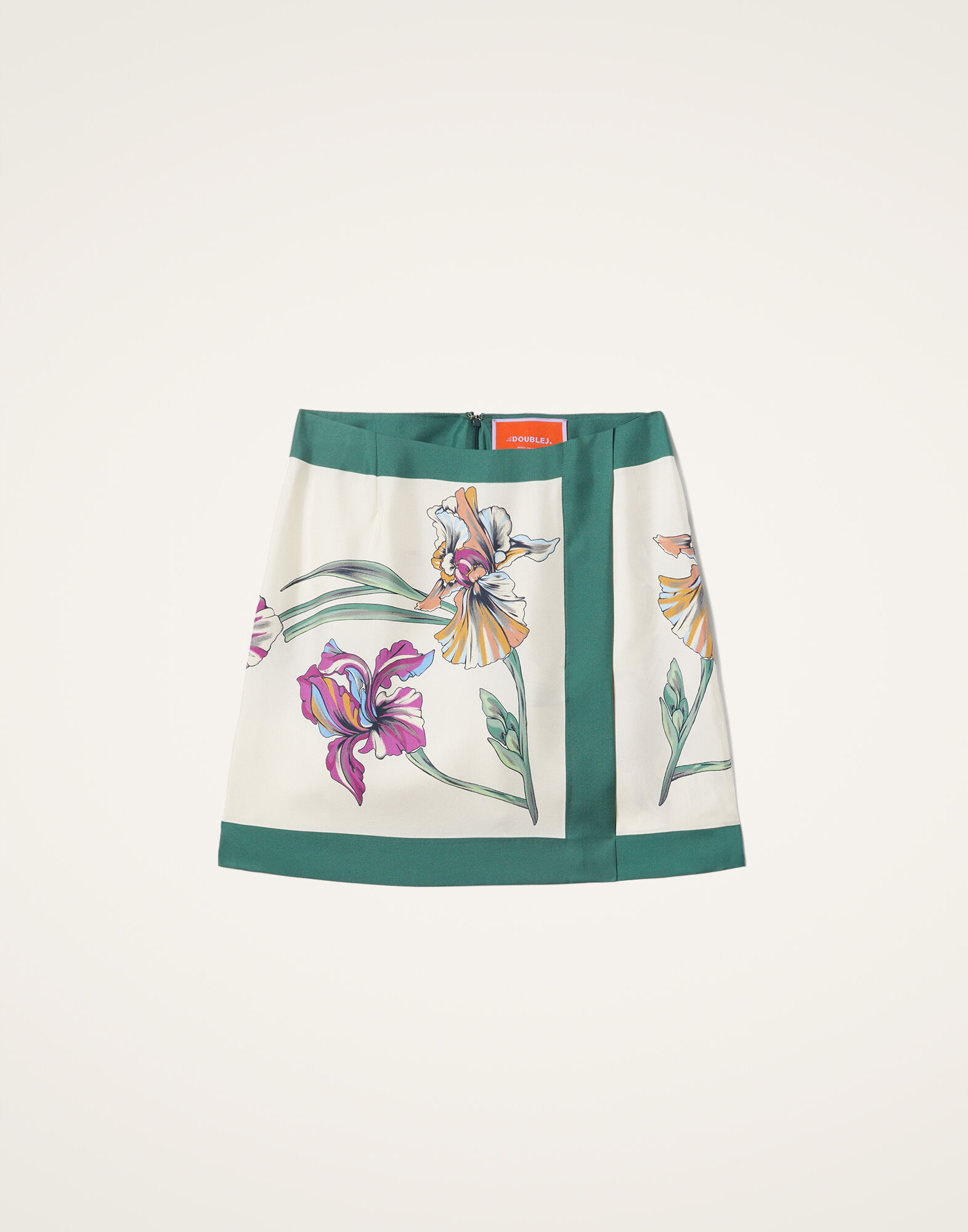 La DoubleJ Mini Foulard Skirt Iris Plac&eacute;e Ivory SKI0092SIL006IRS07WH04