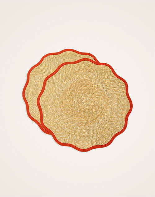 La DoubleJ Straw Cloud Placemats Set Of 2 Solid Orange PMT0031STR001SOLIDOR02