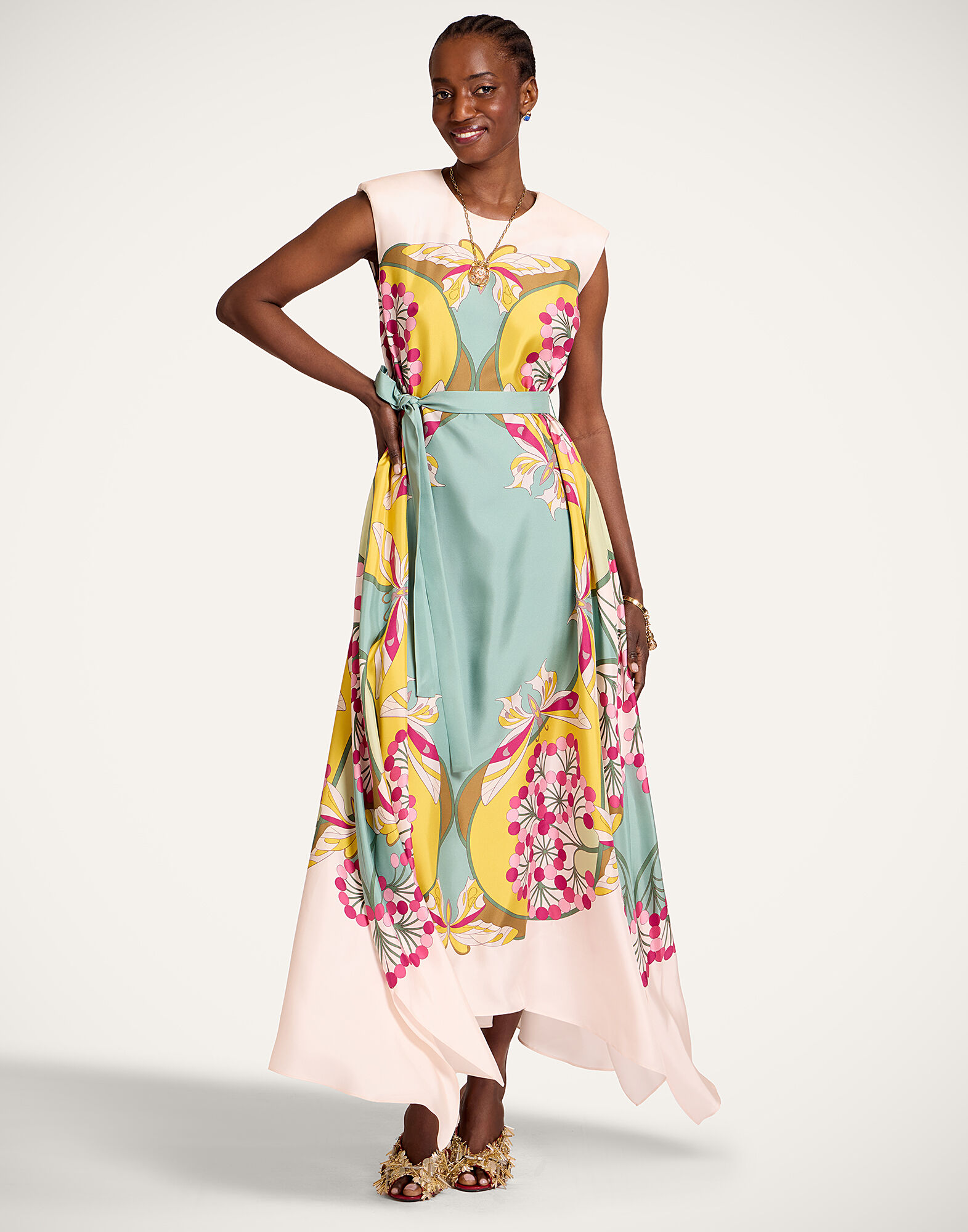 La DoubleJ San Carlo Dress Florette Plac&eacute;e Fuchsia DRE0495SIL006FLO08PI03