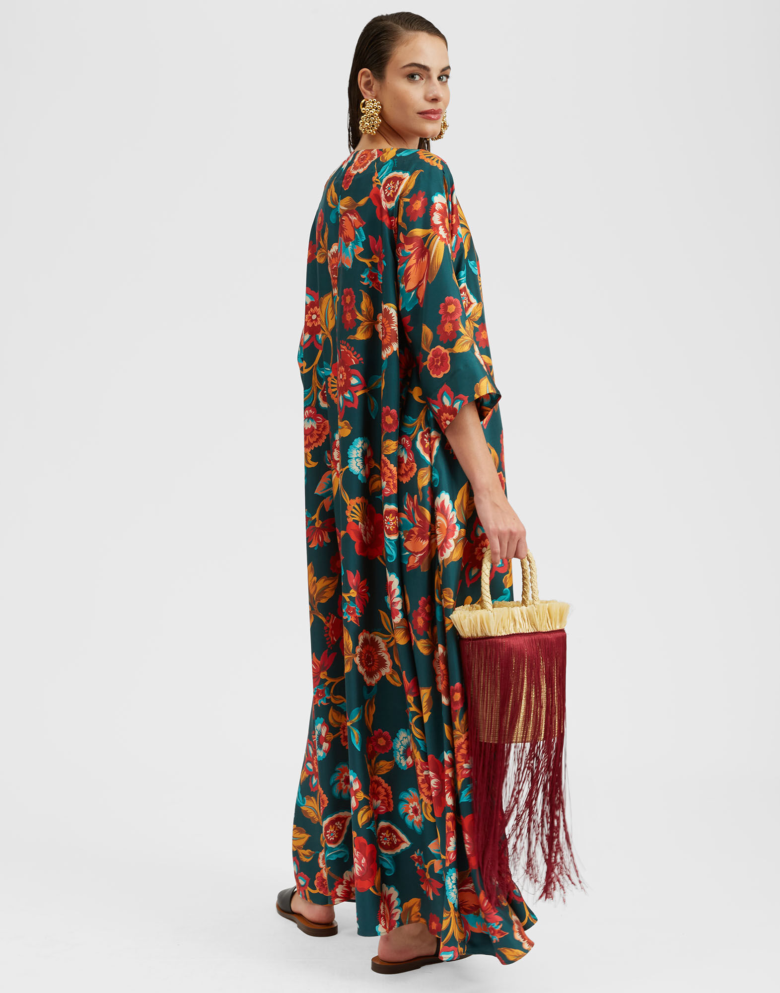 La DoubleJ Muumuu Dress Round Neck Hottie Emerald DRE0370SIL001HOT01GR04