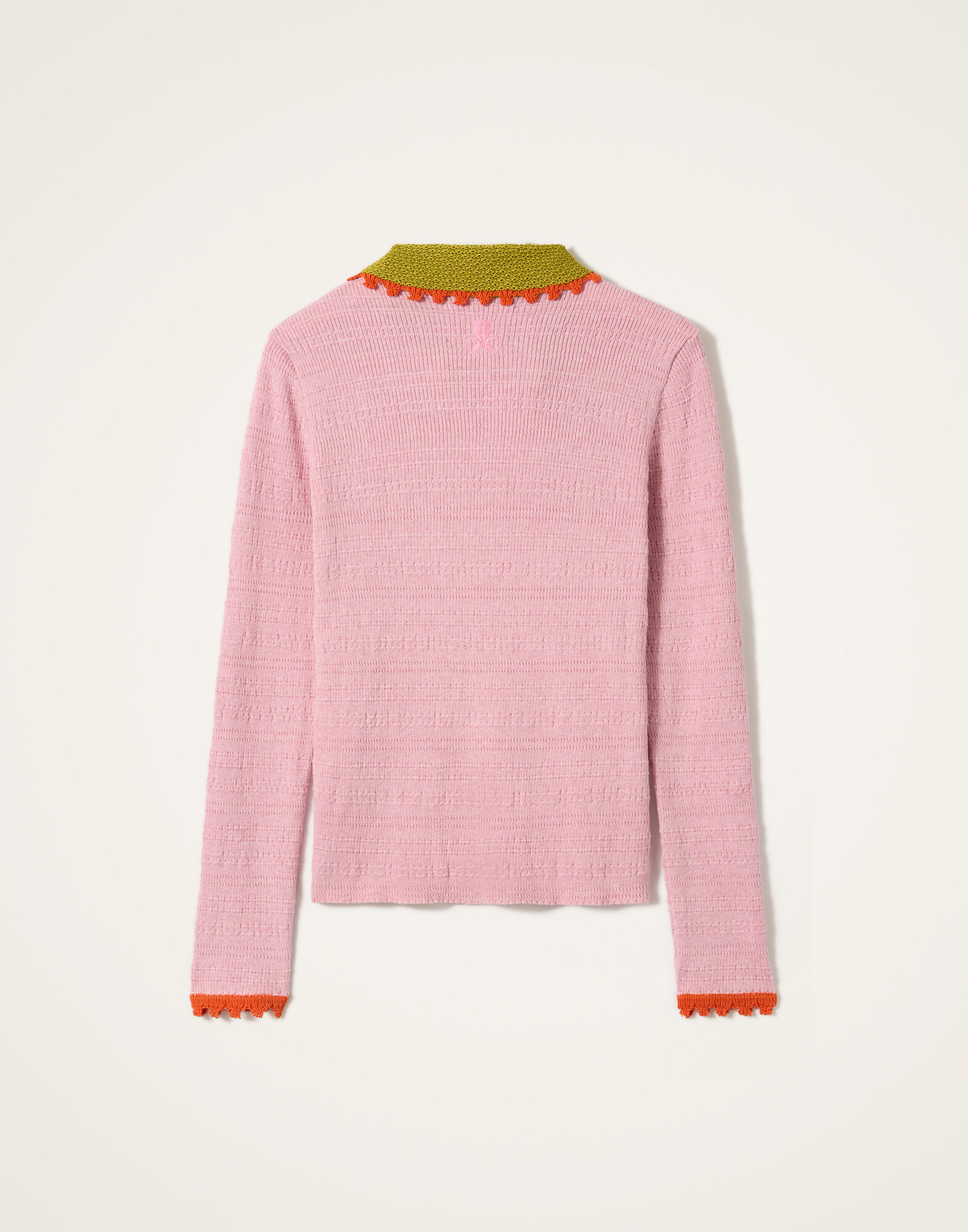 La DoubleJ Picket Polo Jumper Solid Pink PUL0280KNI154SOLIDPI01